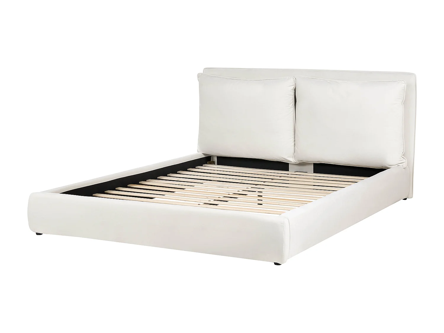 Lit avec sommier Velours BAJONNA 160 x 200 cm Blanc cassé