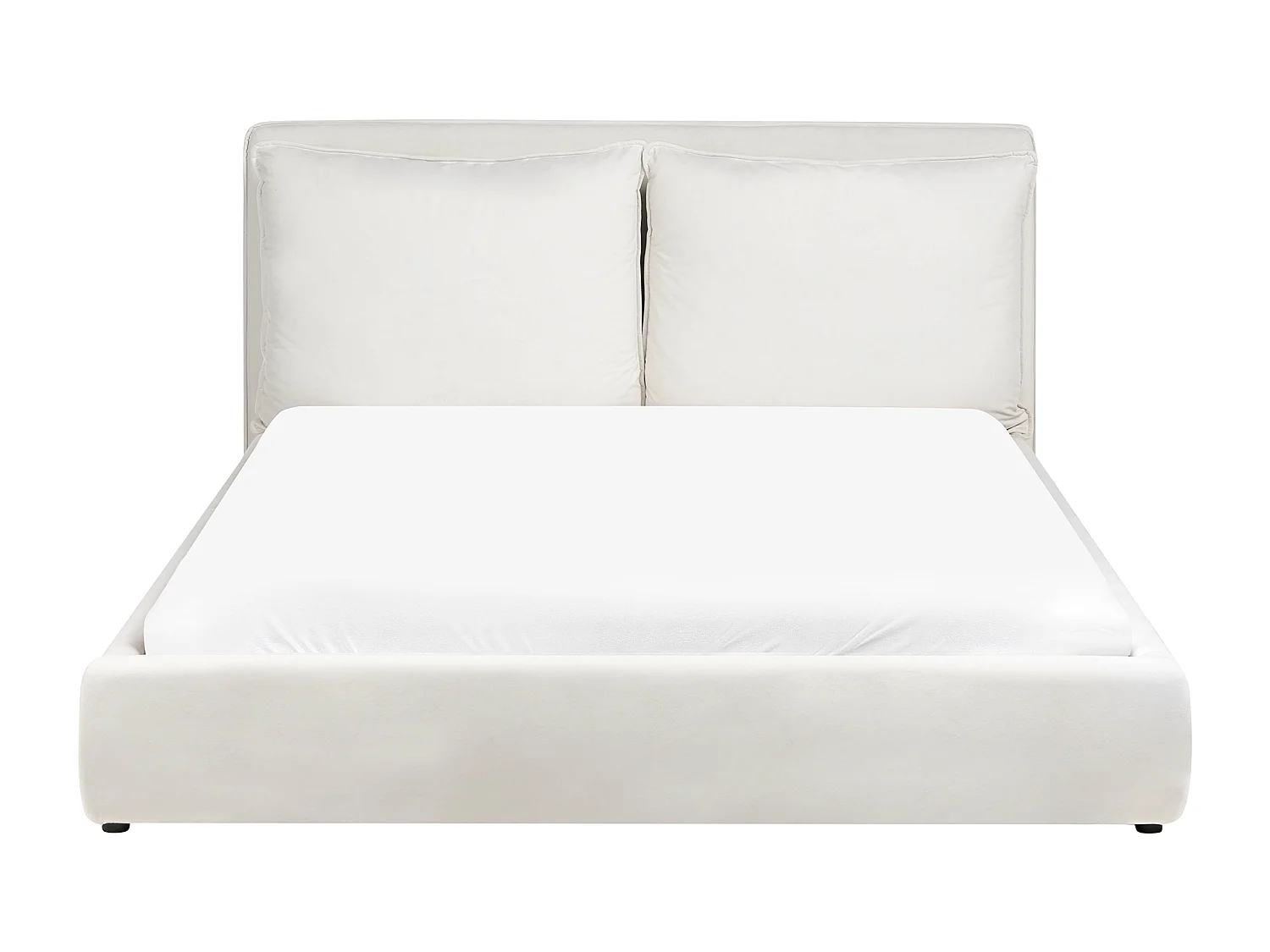 Lit avec sommier Velours BAJONNA 160 x 200 cm Blanc cassé