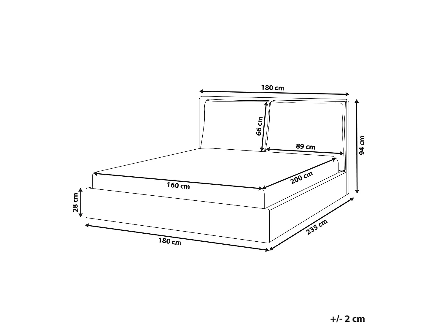 Lit avec sommier Velours BAJONNA 160 x 200 cm Blanc cassé