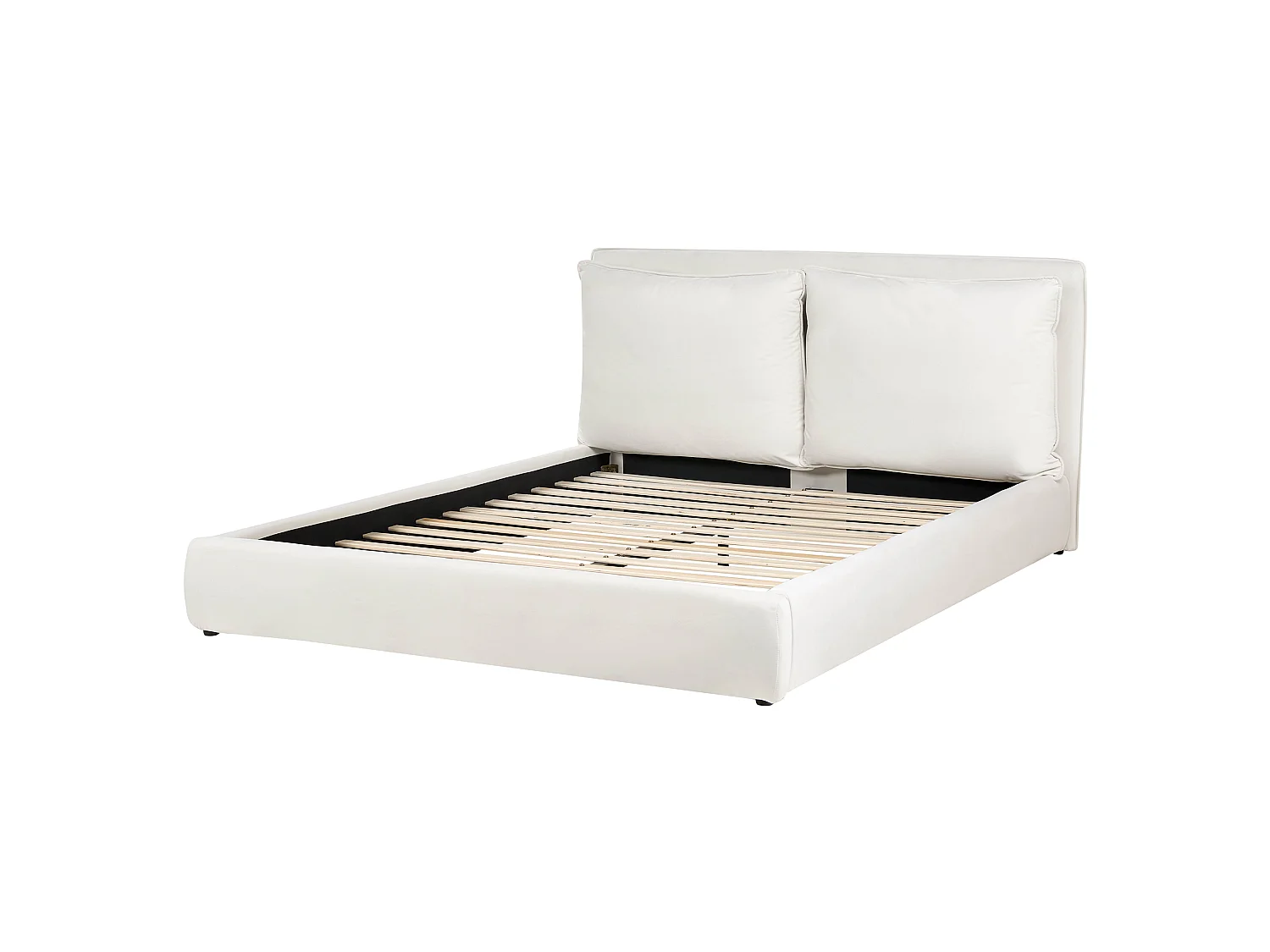 Lit avec sommier Velours BAJONNA 160 x 200 cm Blanc cassé