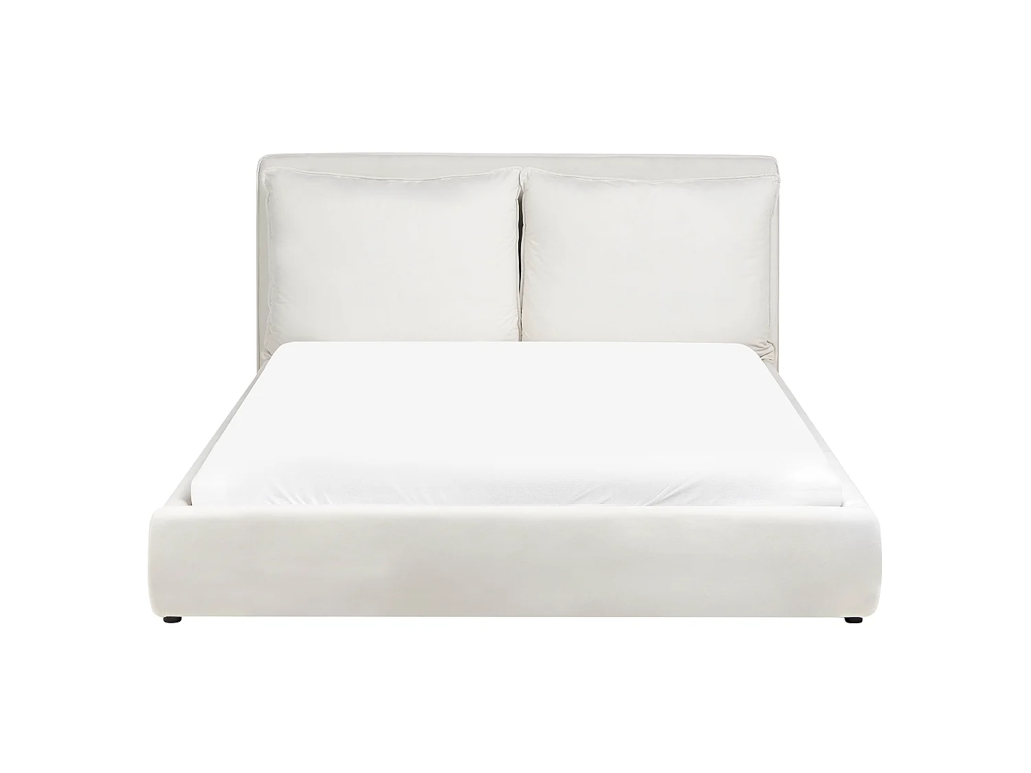 Lit avec sommier Velours BAJONNA 160 x 200 cm Blanc cassé