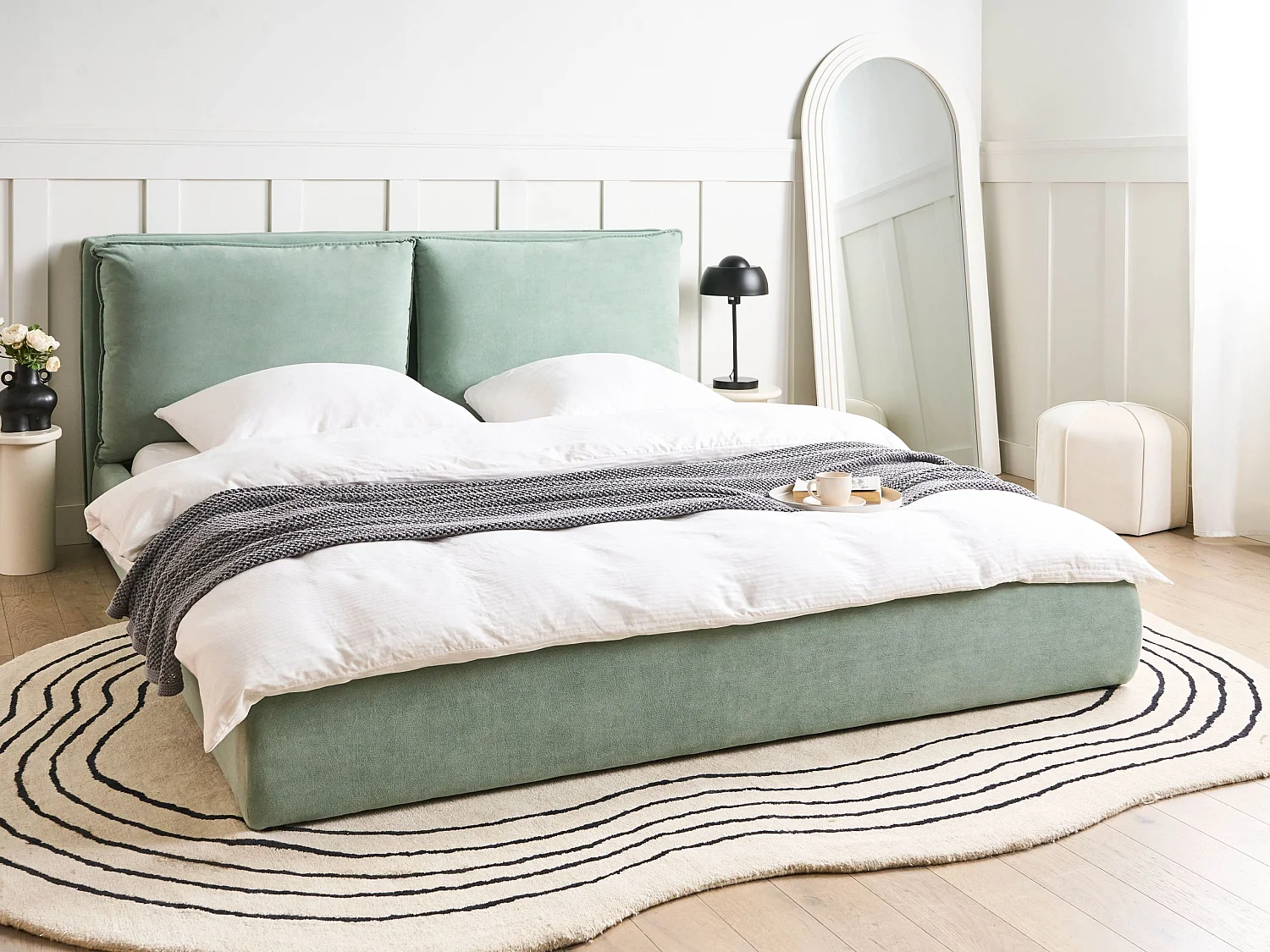 Lit avec sommier Velours BAJONNA 180 x 200 cm Vert menthe