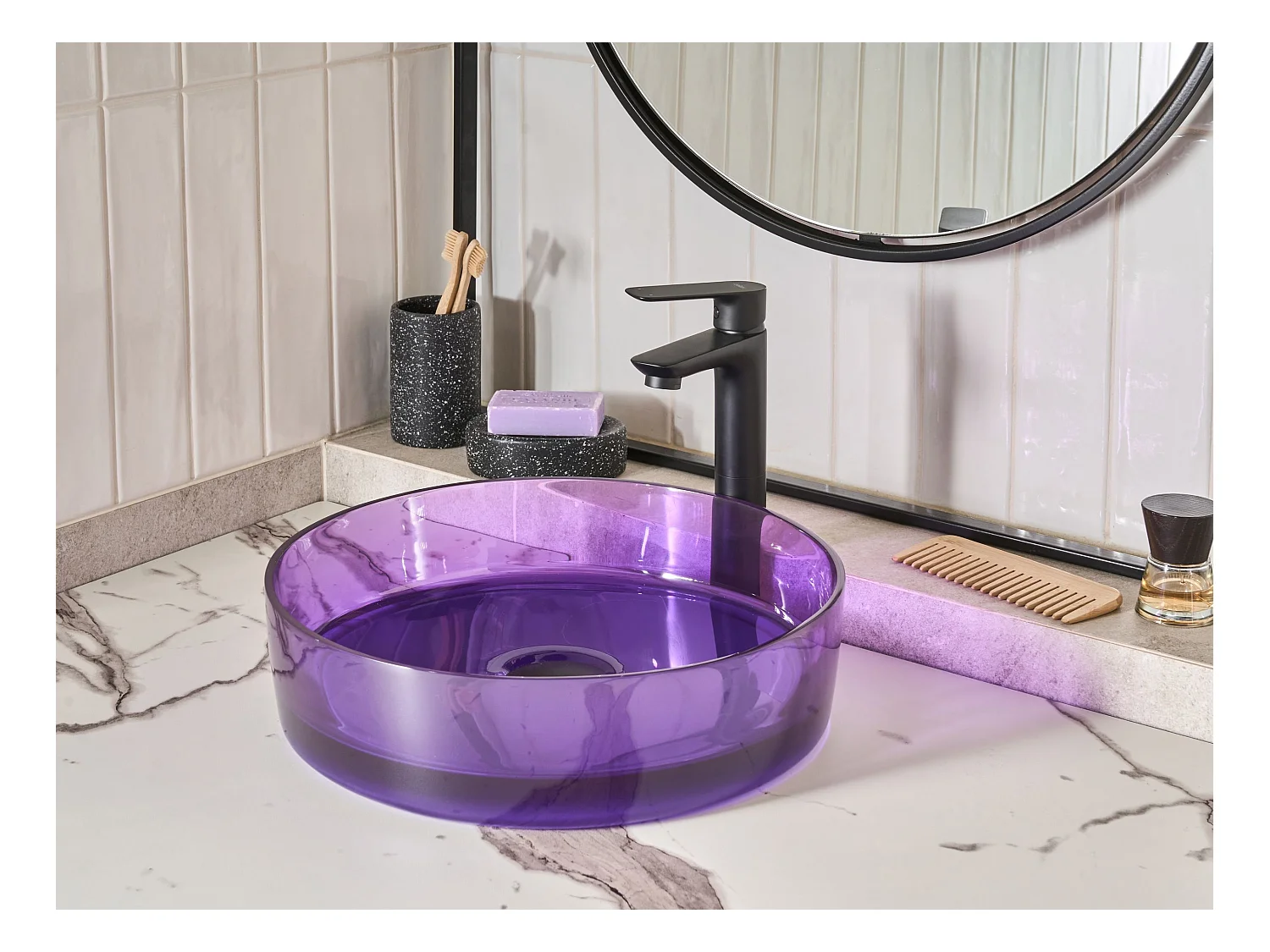 Vasque à poser TOLOSA ⌀ 36 cm Surface solide Pourpre