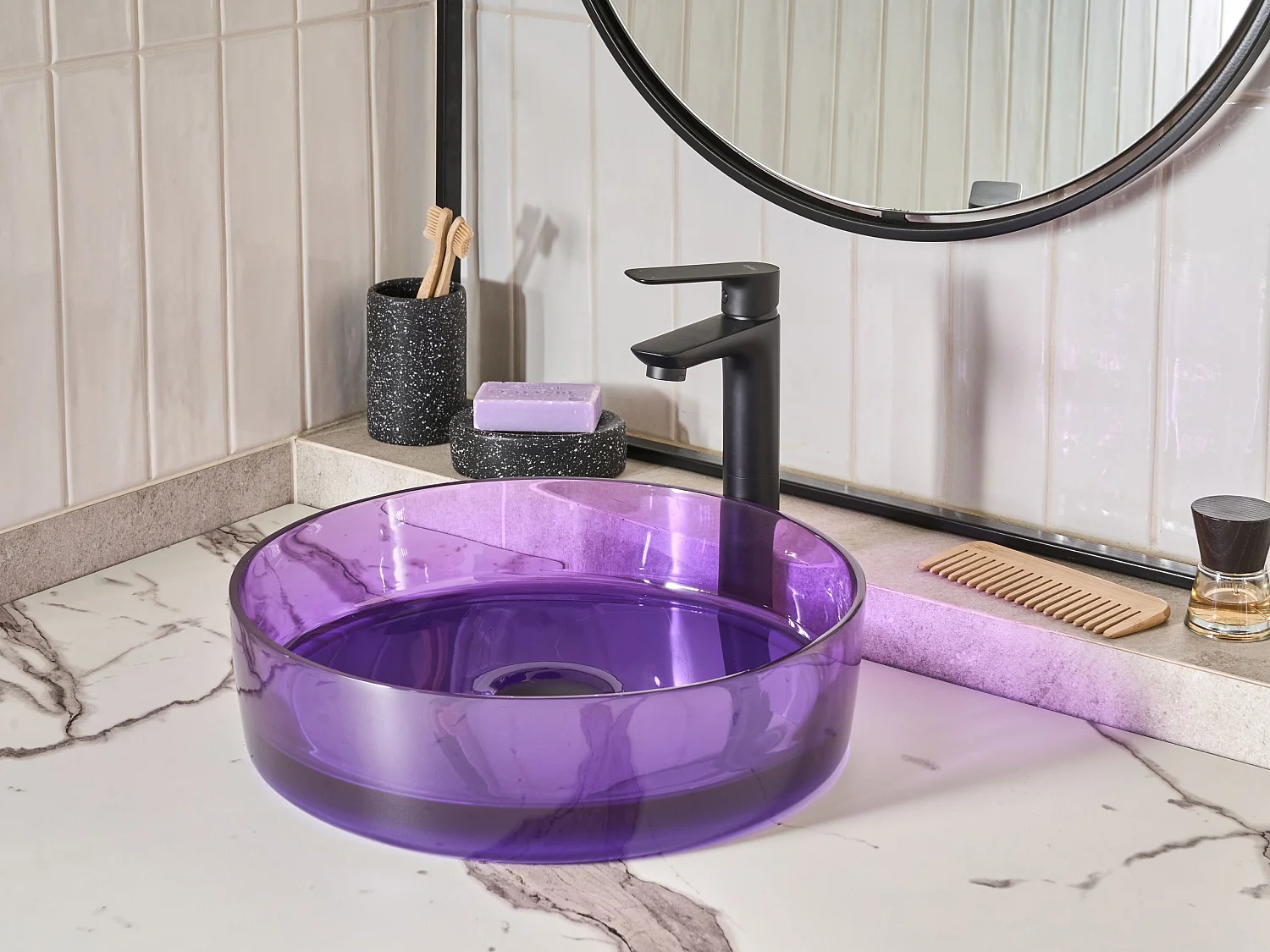 Bassin de comptoir rond ⌀ 36 cm violet TOLOSA