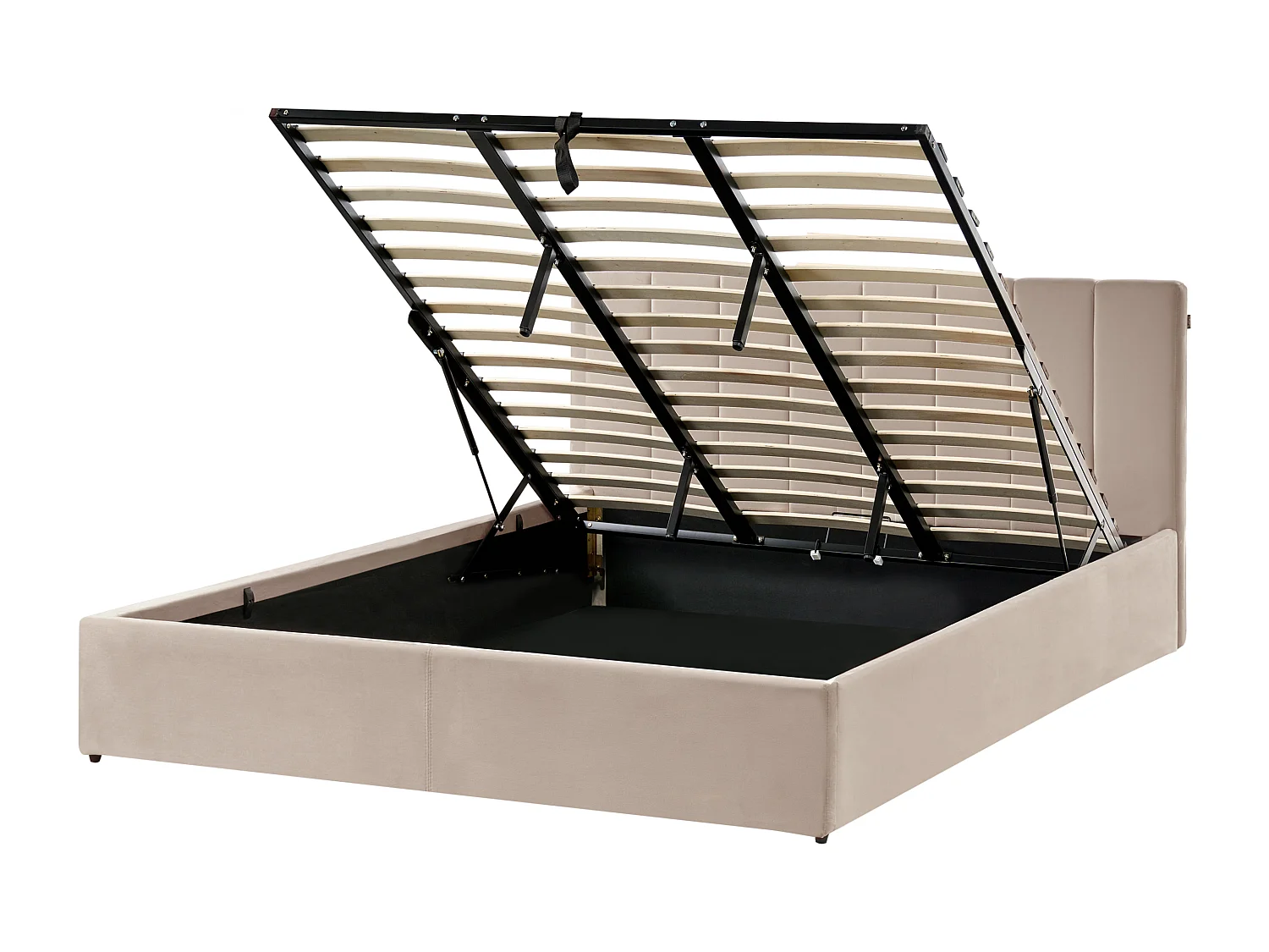 Lit ottoman Velours DREUX 180 x 200 cm Taupe