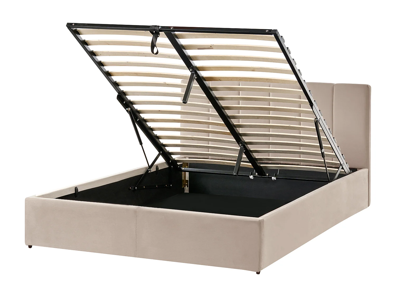 Lit ottoman Velours DREUX 140 x 200 cm Taupe