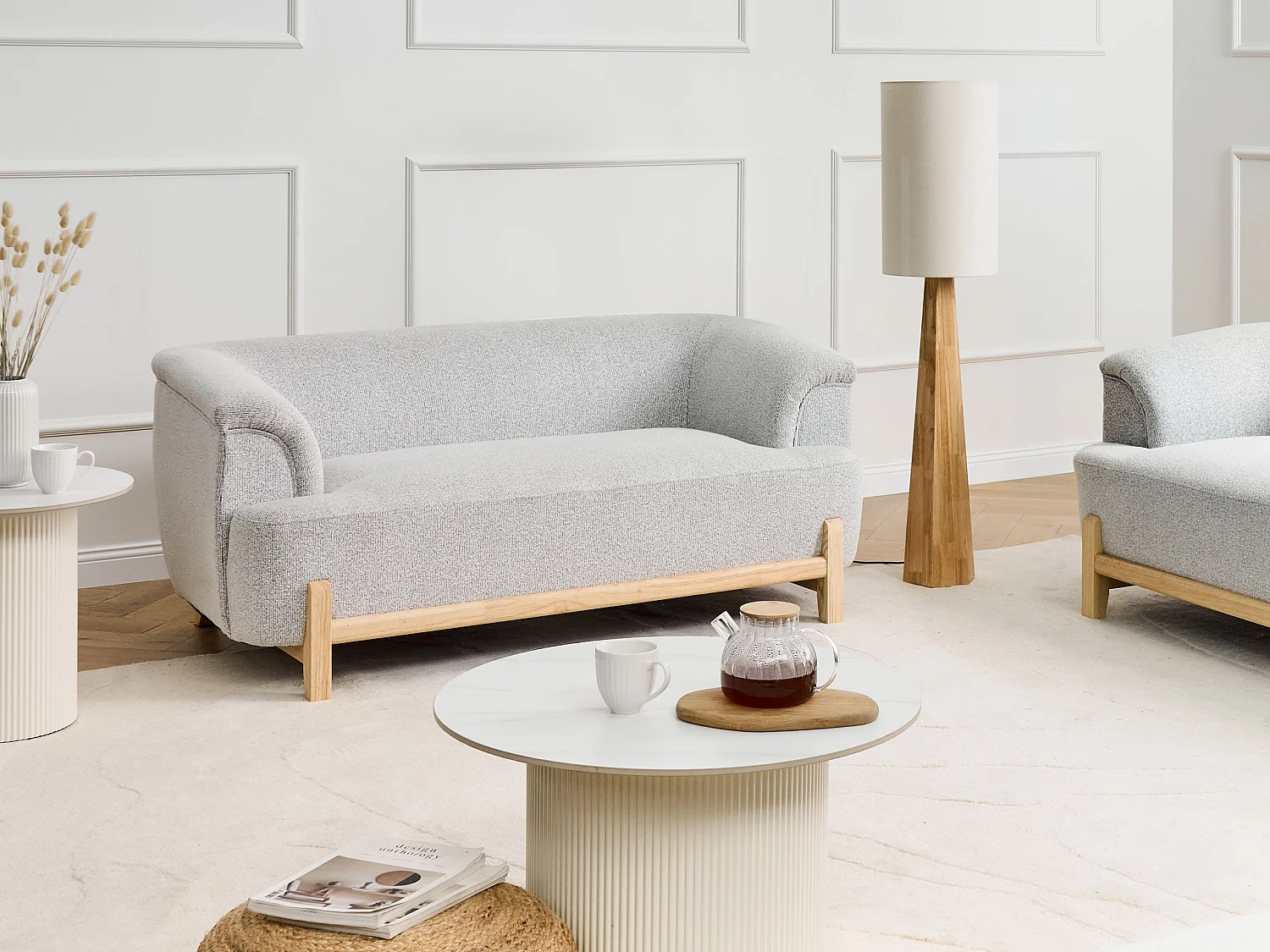 Canapé 2 places ALNOR Tissu Gris clair