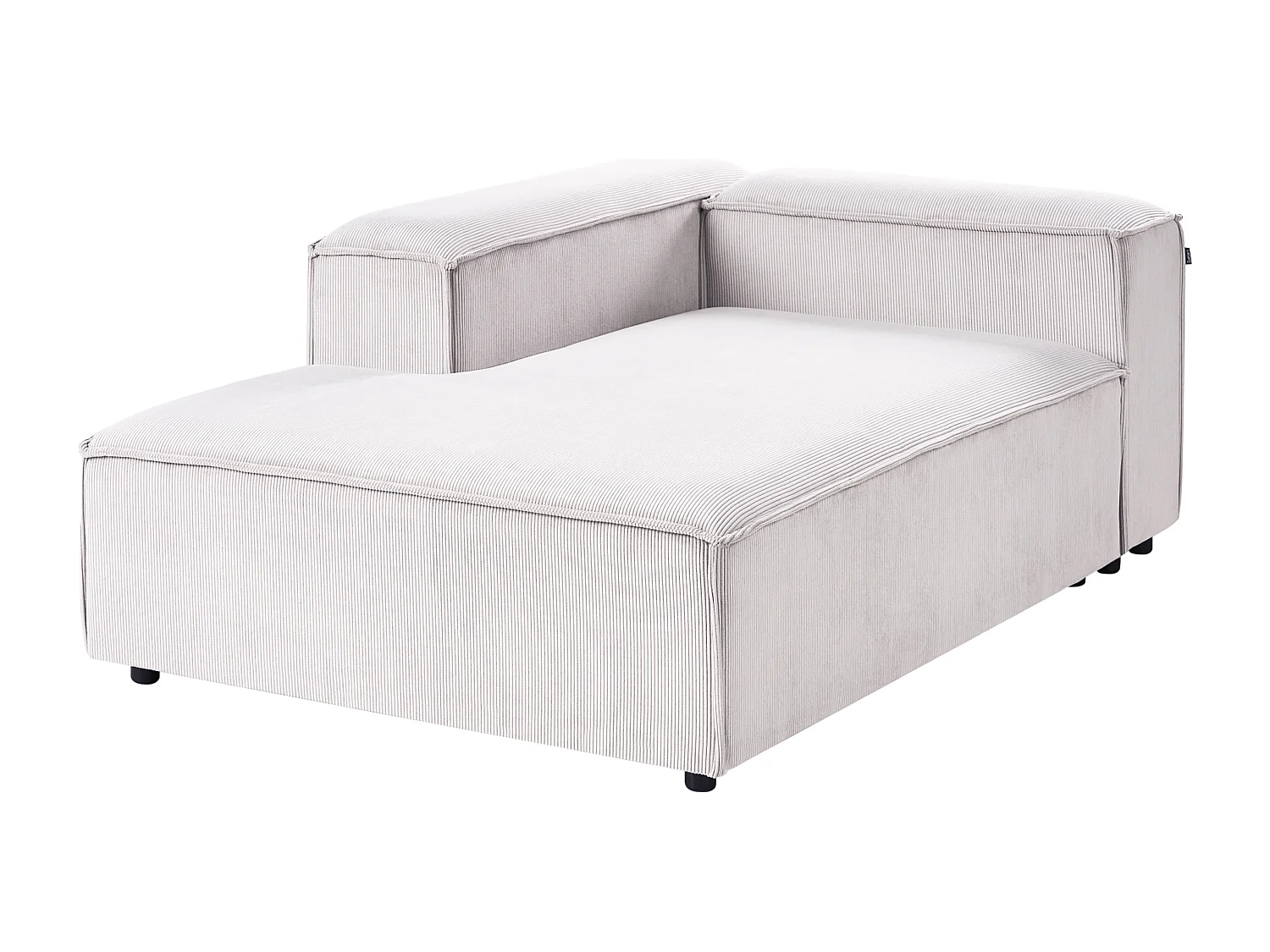 Canapé d'Angle à Droite en Velours Côtelé Modulaire 4 Places Pieds Noirs Blanc Cassé Ardal