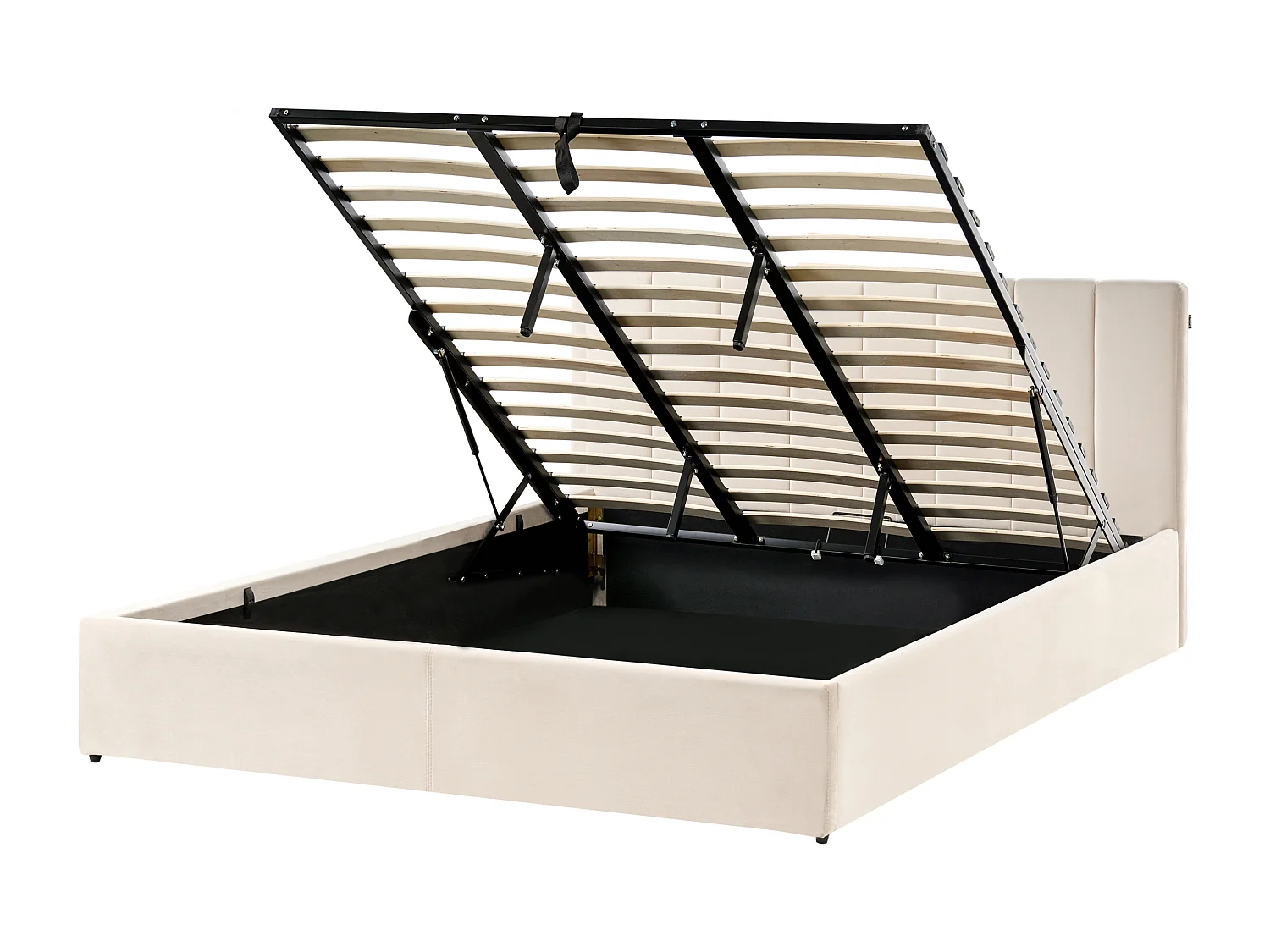 Lit ottoman Velours DREUX 180 x 200 cm Beige clair