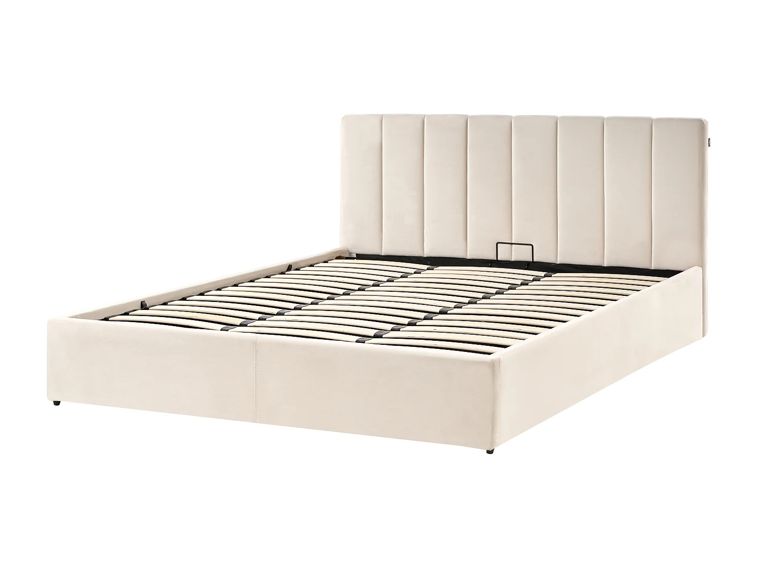Lit ottoman Velours DREUX 180 x 200 cm Beige clair