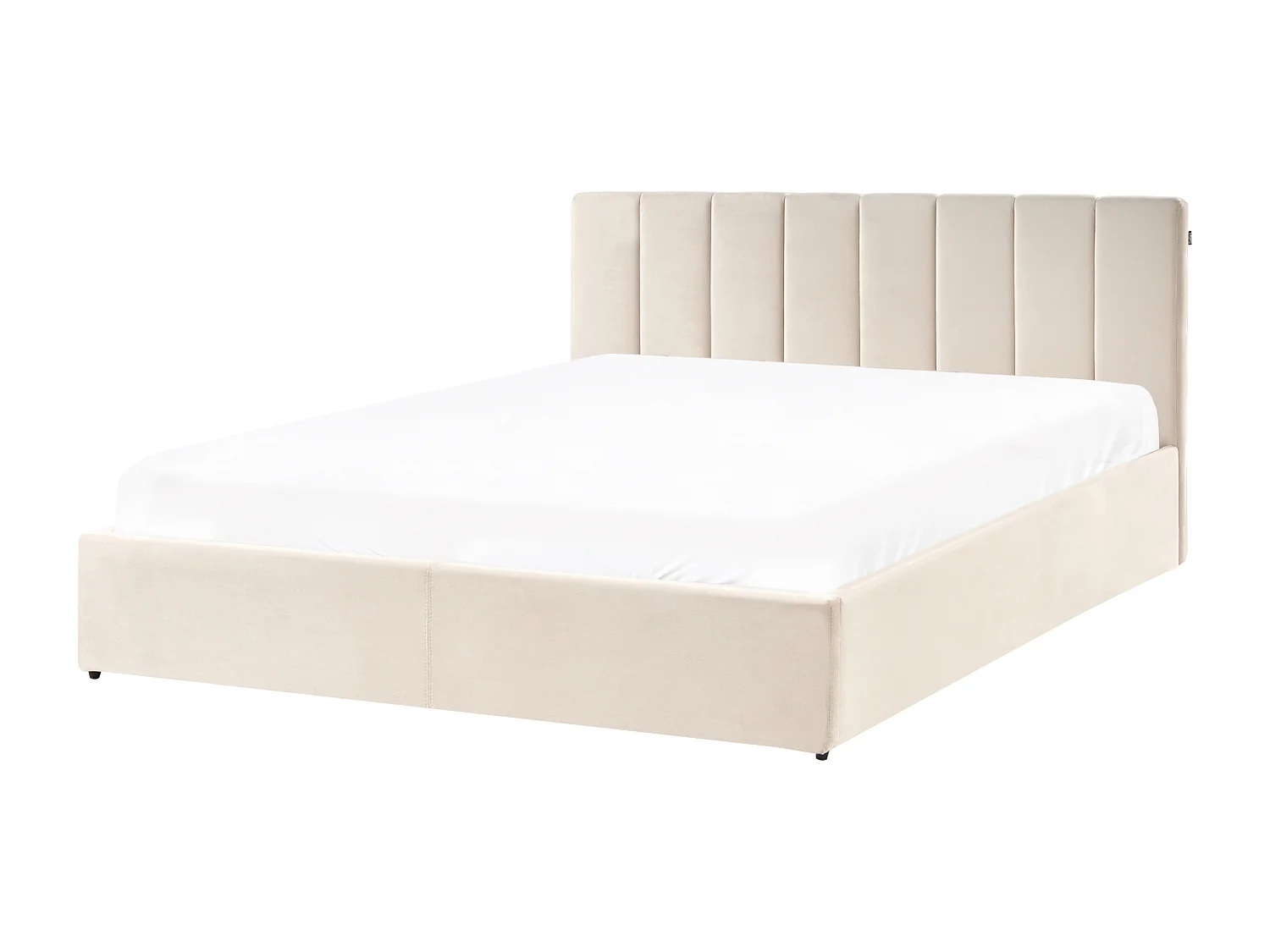 Lit ottoman Velours DREUX 180 x 200 cm Beige clair