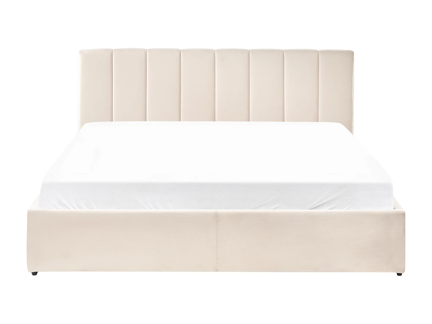 Lit ottoman Velours DREUX 180 x 200 cm Beige clair