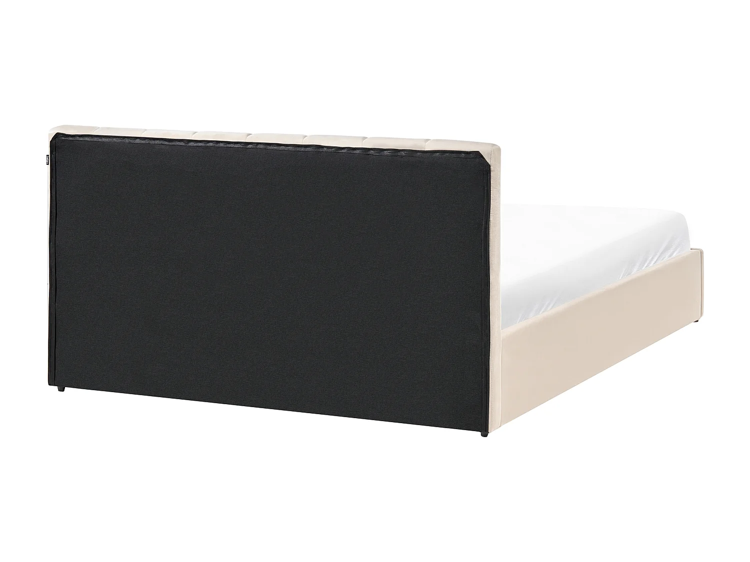 Lit ottoman Velours DREUX 180 x 200 cm Beige clair
