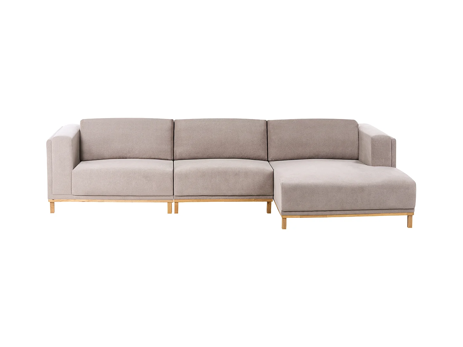 Canapé d'Angle à droite 5 Places Moderne en Tissu avec Accoudoirs Pieds en Bois Taupe Veng
