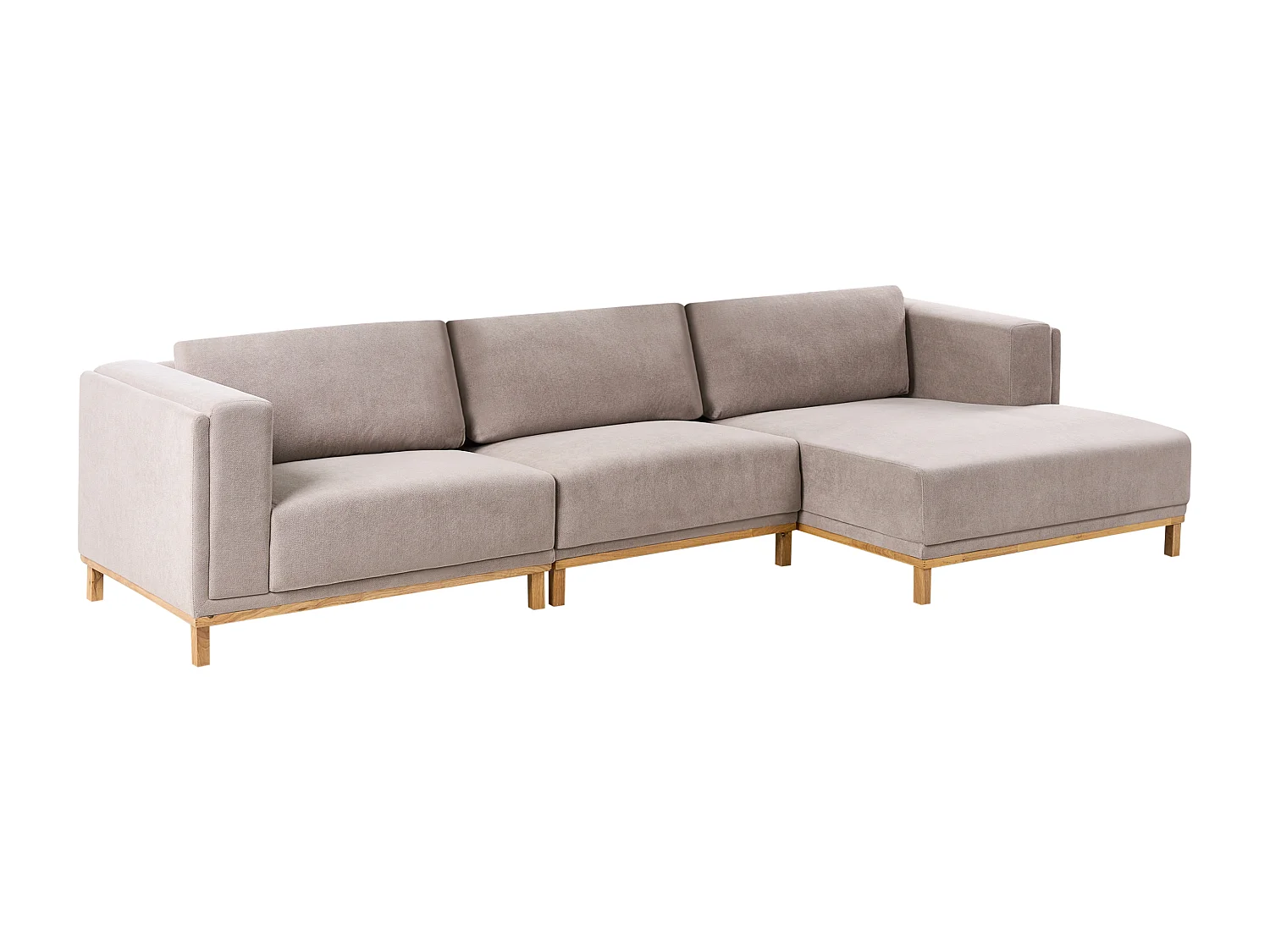 Canapé d'Angle à Gauche 5 Places Moderne en Tissu avec Accoudoirs Pieds en Bois Taupe Veng