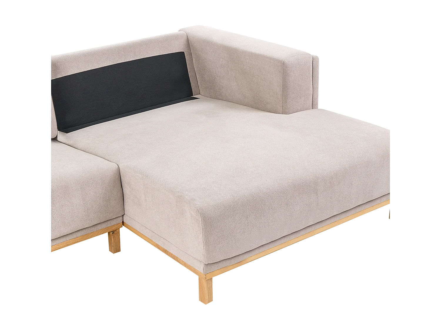 Canapé d'Angle à Gauche 5 Places Moderne en Tissu avec Accoudoirs Pieds en Bois Taupe Veng