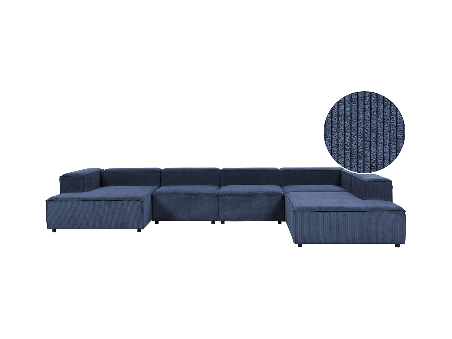 Canapé d'angle modulable 5 places ARDAL Velours côtelé Bleu foncé Côté droite