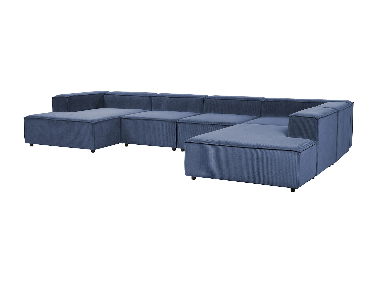 Canapé d'angle modulable 5 places ARDAL Velours côtelé Bleu foncé Côté droite