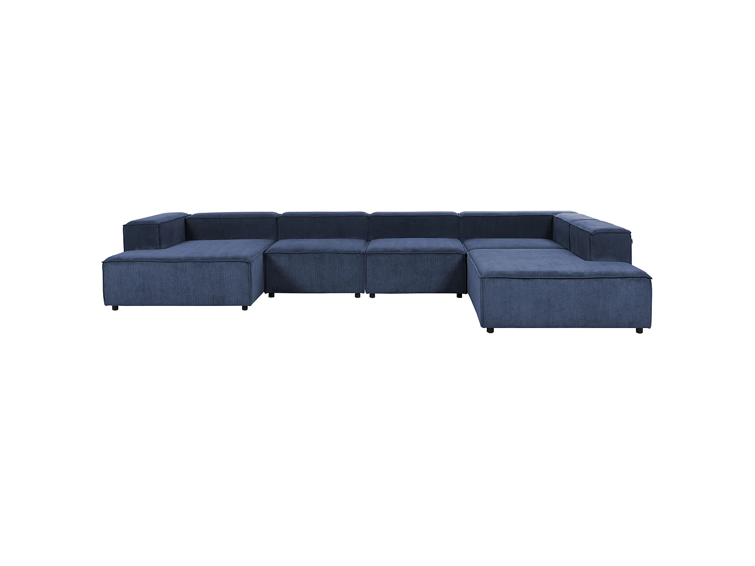 Canapé d'angle modulable 5 places ARDAL Velours côtelé Bleu foncé Côté gauche