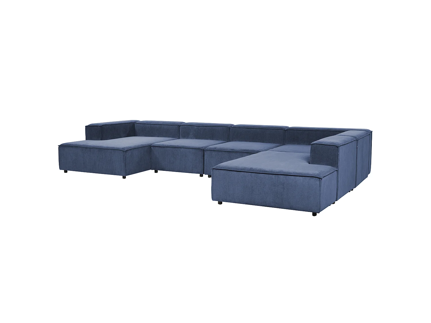 Canapé d'angle modulable 5 places ARDAL Velours côtelé Bleu foncé Côté gauche