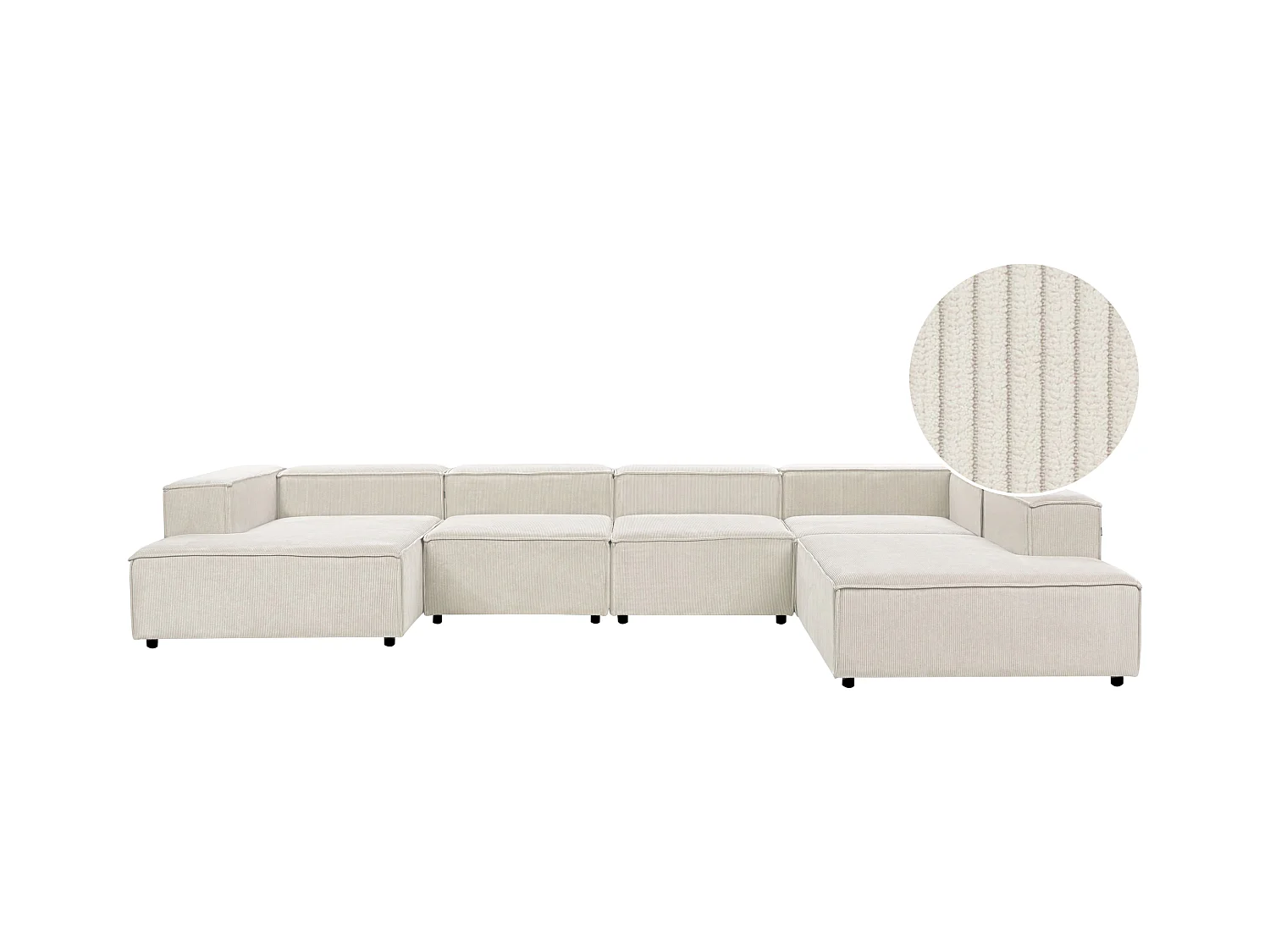 Canapé d'angle modulable 5 places ARDAL Velours côtelé Blanc cassé Côté droite