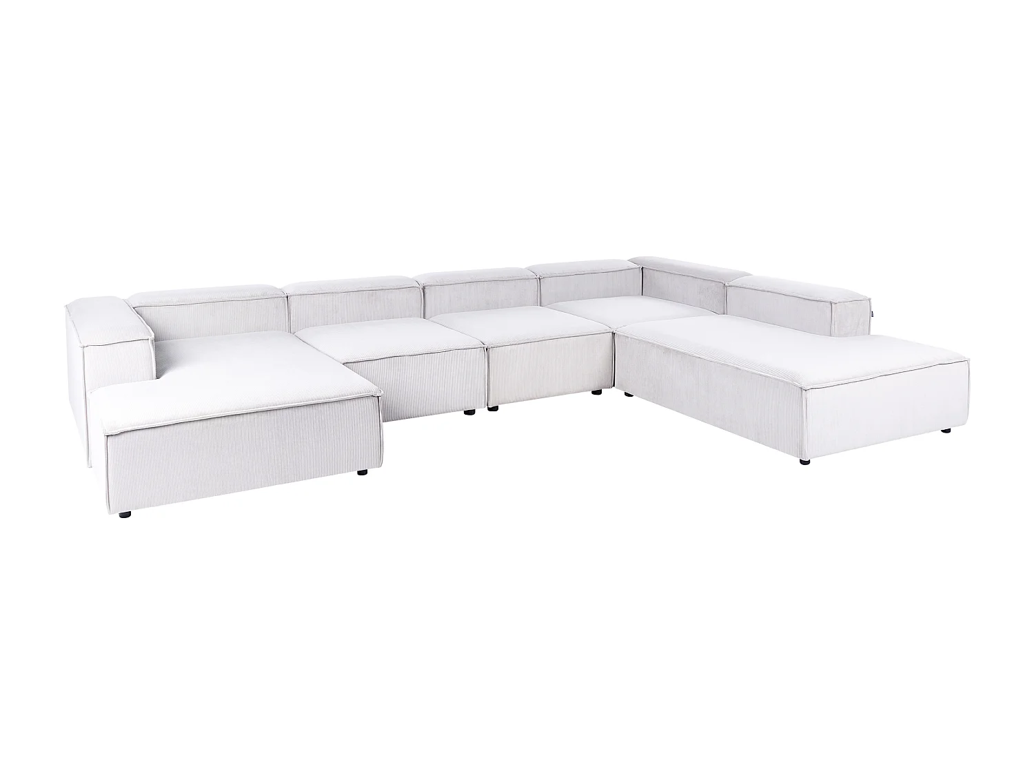 Canapé d'angle modulable 5 places ARDAL Velours côtelé Blanc cassé Côté droite