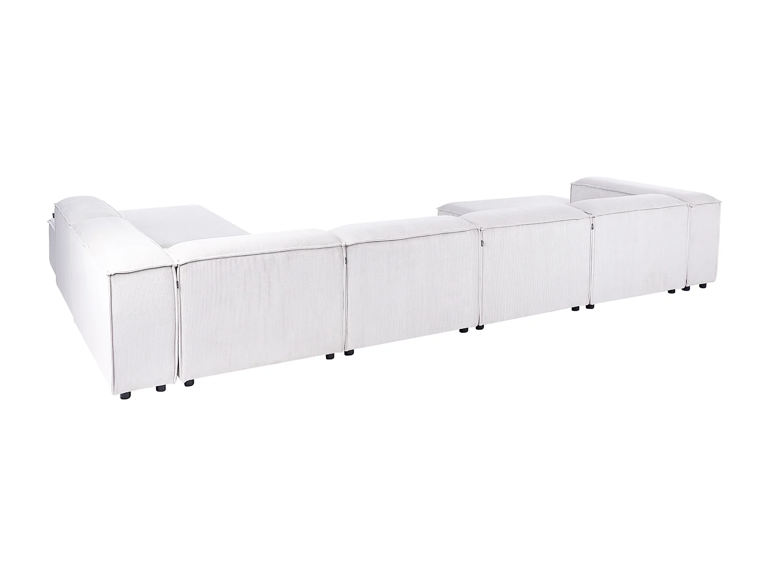 Canapé d'angle modulable 5 places ARDAL Velours côtelé Blanc cassé Côté gauche