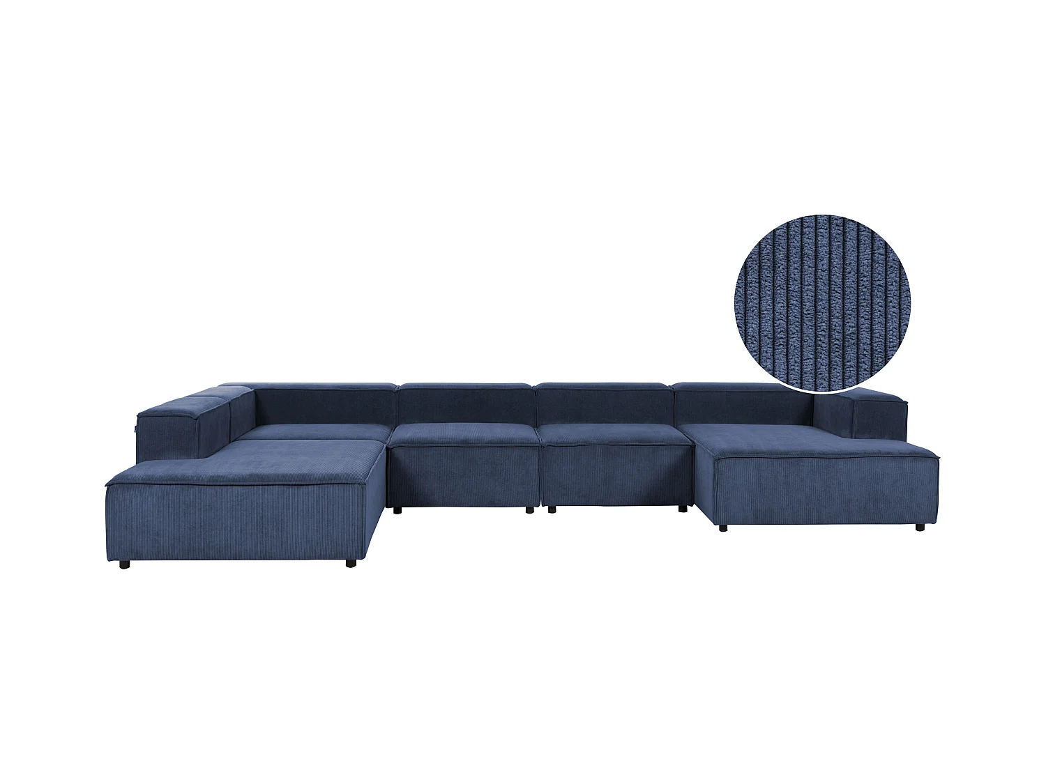 Canapé d'angle modulable 5 places ARDAL Velours côtelé Bleu foncé Côté droit