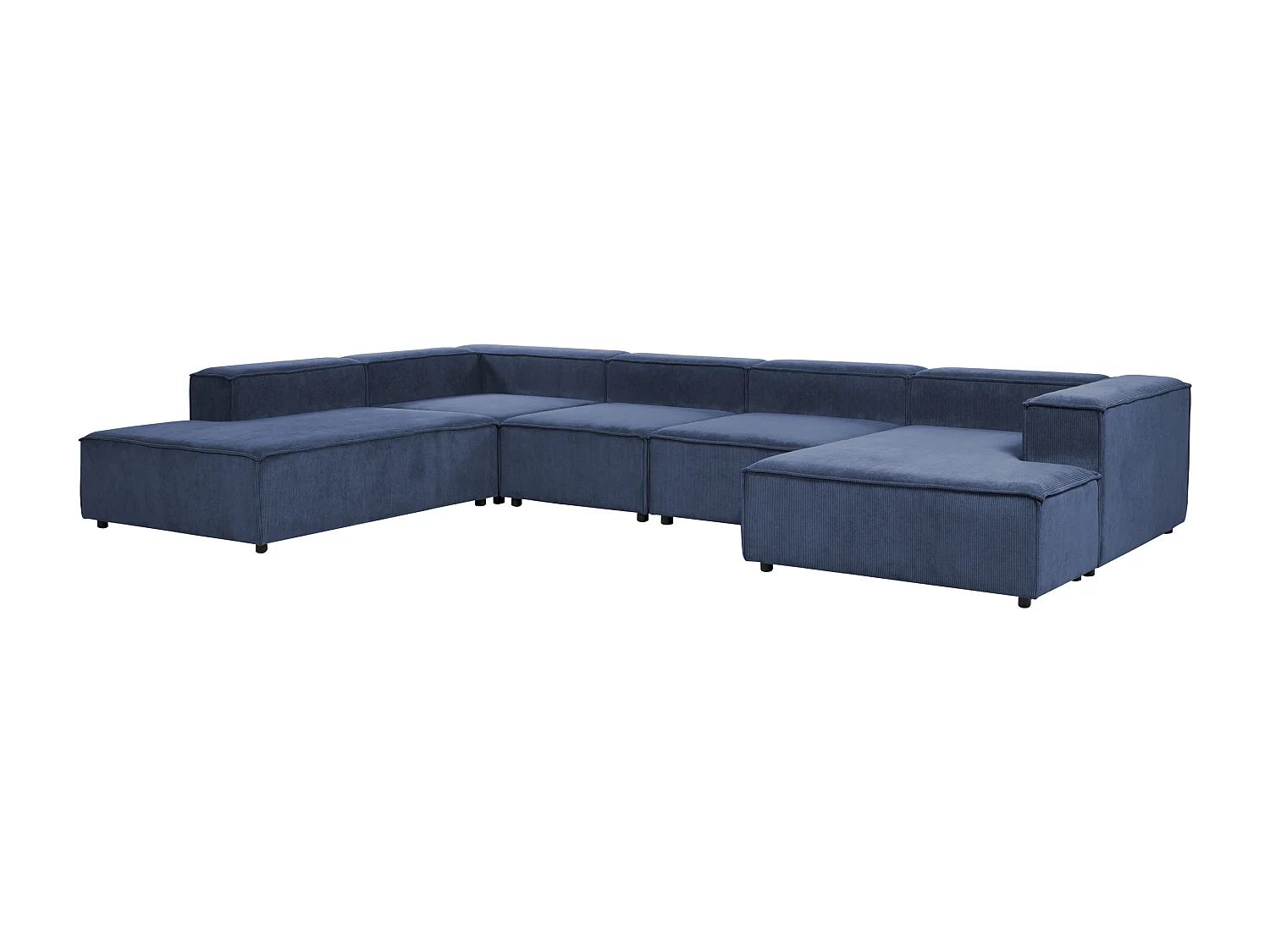 Canapé d'angle modulable 5 places ARDAL Velours côtelé Bleu foncé Côté droit