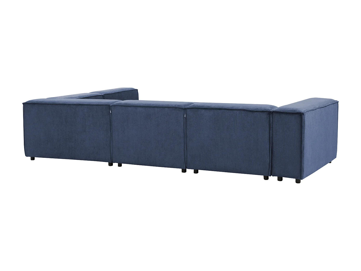 Canapé d'Angle à droite en Velours Côtelé Modulaire 4 Places Pieds Noirs Bleu Foncé Ardal