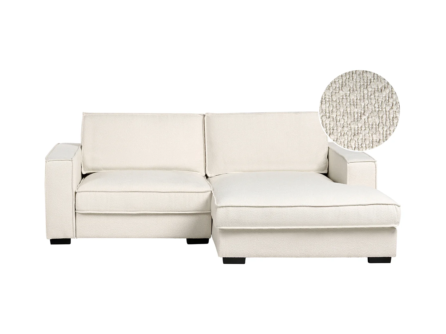 Canapé d'Angle à droite Moderne en Bouclé Dossier Rembourré avec Coussins Beige Clair Kolding