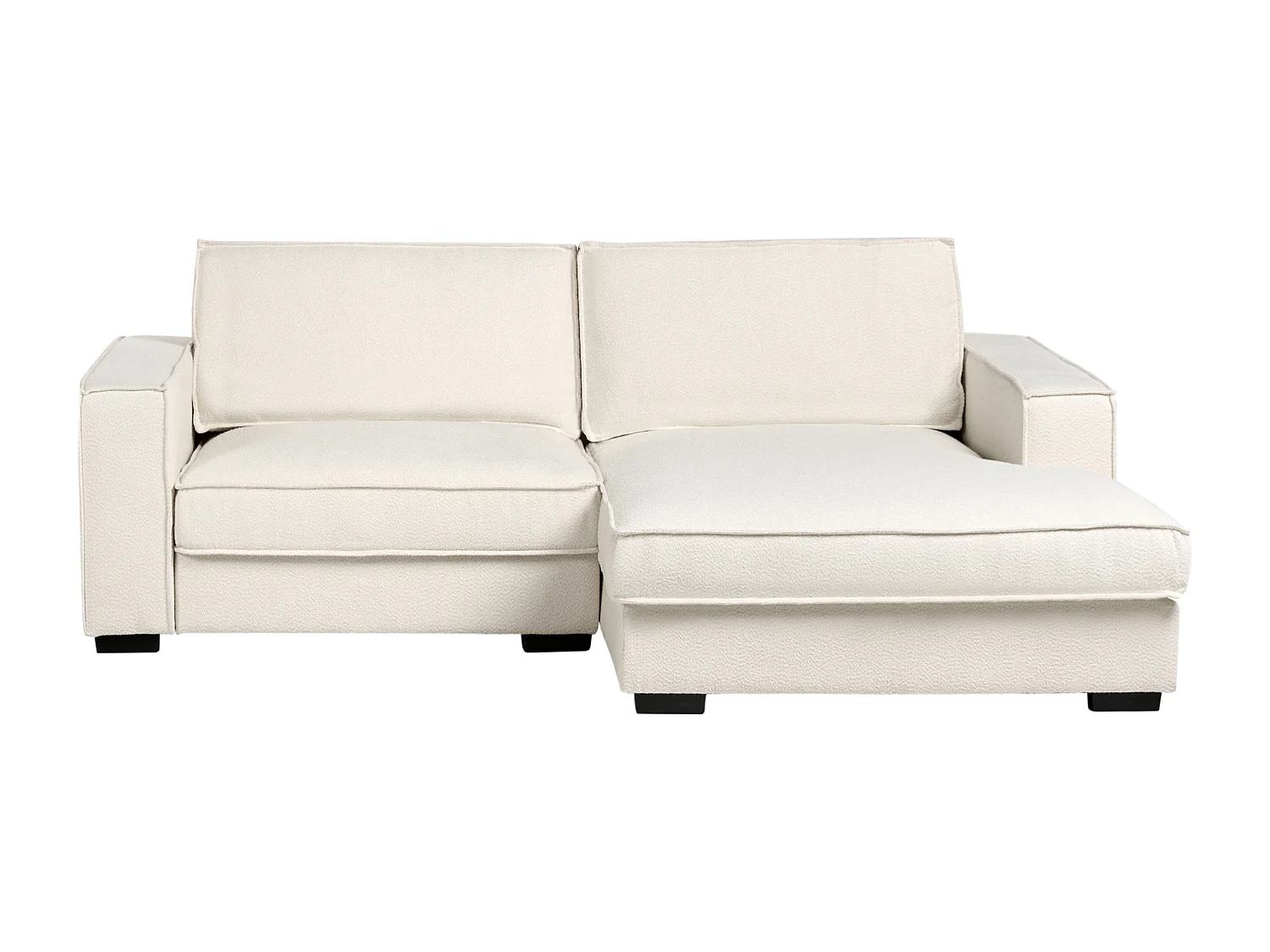 Canapé d\'Angle à droite Moderne en Bouclé Dossier Rembourré avec Coussins Beige Clair Kolding