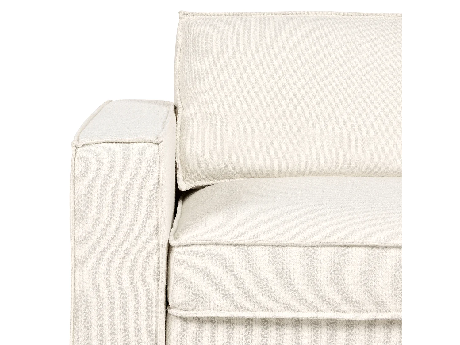 Canapé d\'Angle à droite Moderne en Bouclé Dossier Rembourré avec Coussins Beige Clair Kolding