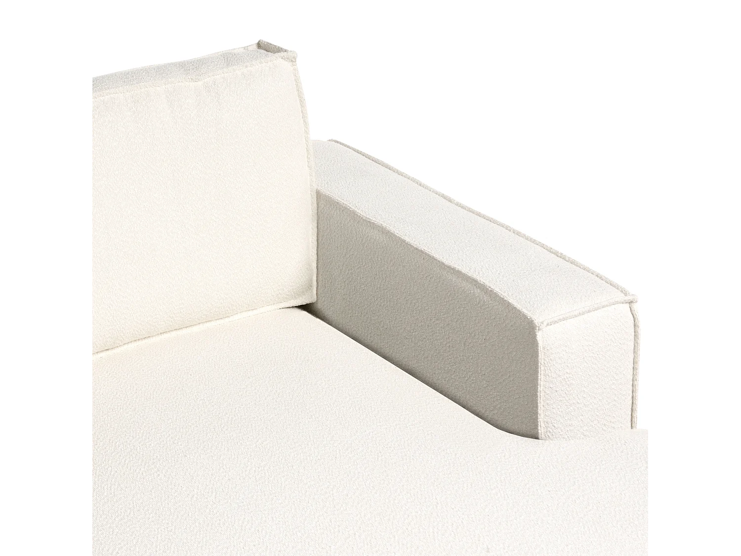 Canapé d\'Angle à droite Moderne en Bouclé Dossier Rembourré avec Coussins Beige Clair Kolding