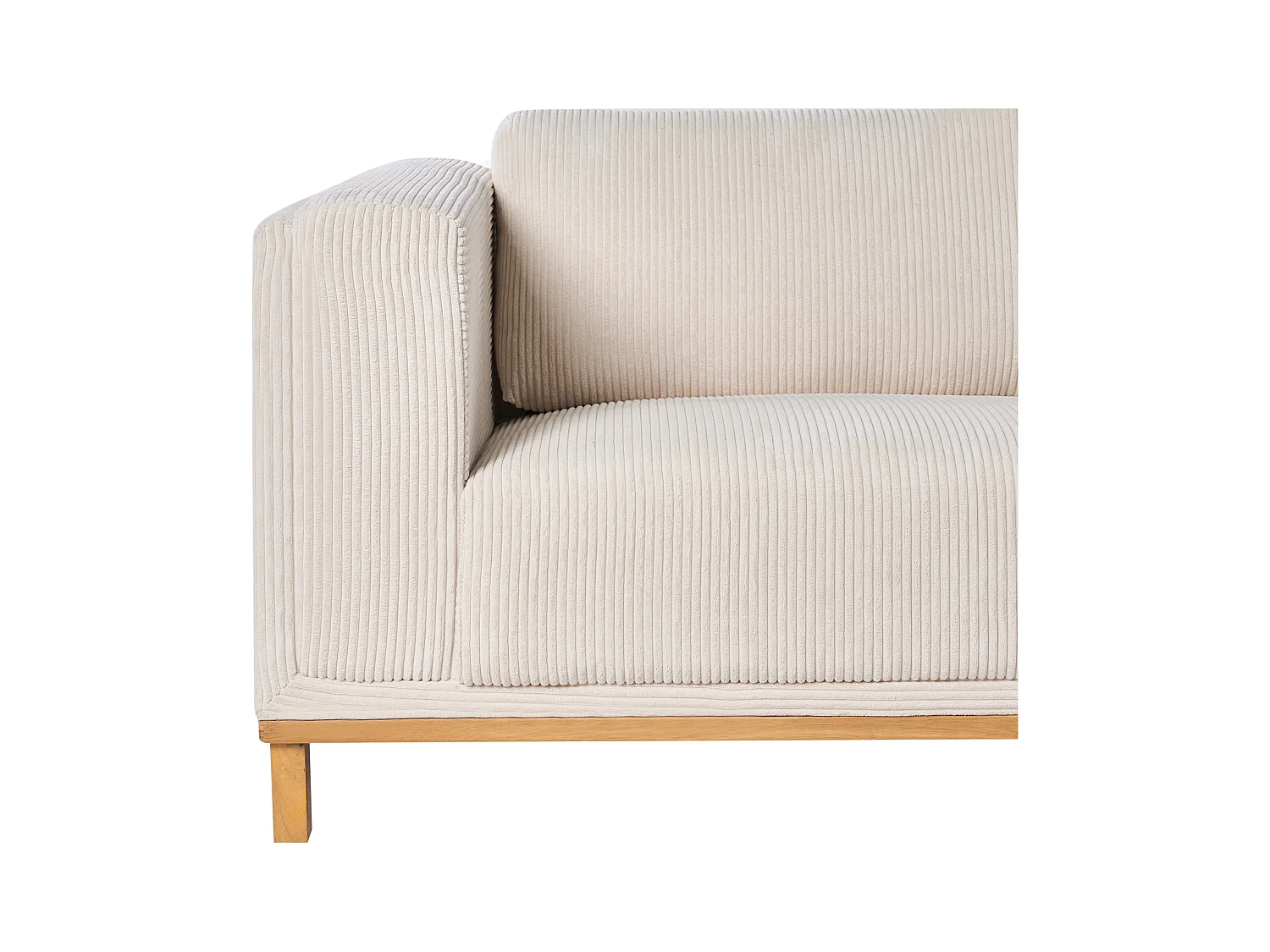 Canapé d'Angle à droite 5 Places Moderne en Velours Côtelé avec Accoudoirs Pieds en Bois Beige Clair Veng
