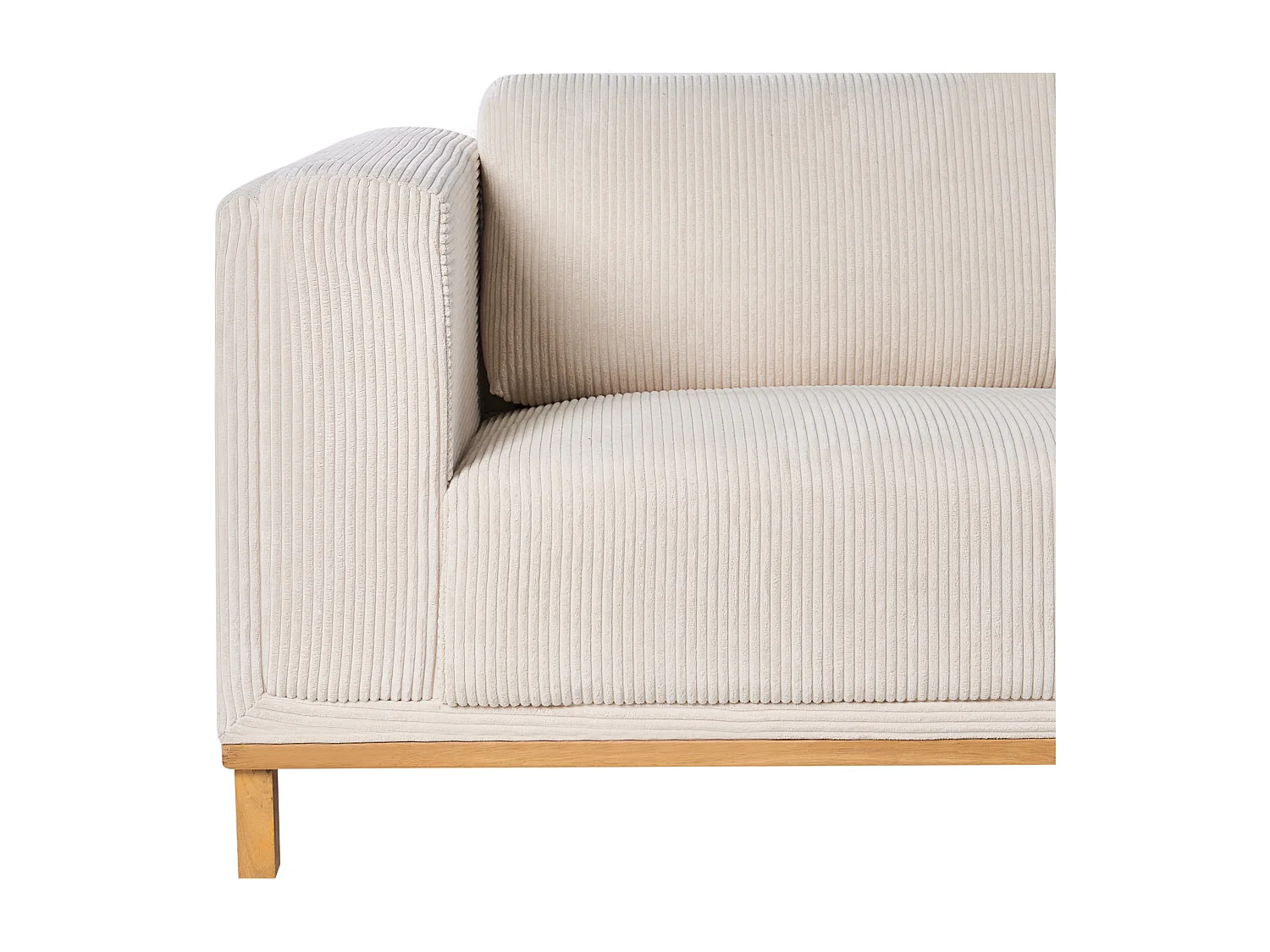 Canapé d'Angle à Gauche 5 Places Moderne en Velours Côtelé avec Accoudoirs Pieds en Bois Beige Clair  Veng