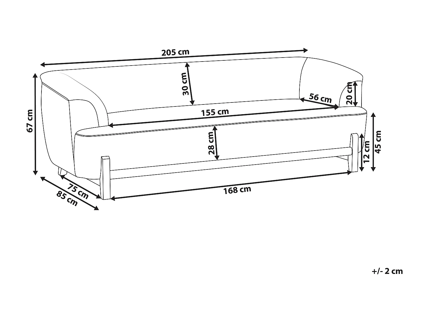 Canapé 3 places ALNOR Tissu Gris clair
