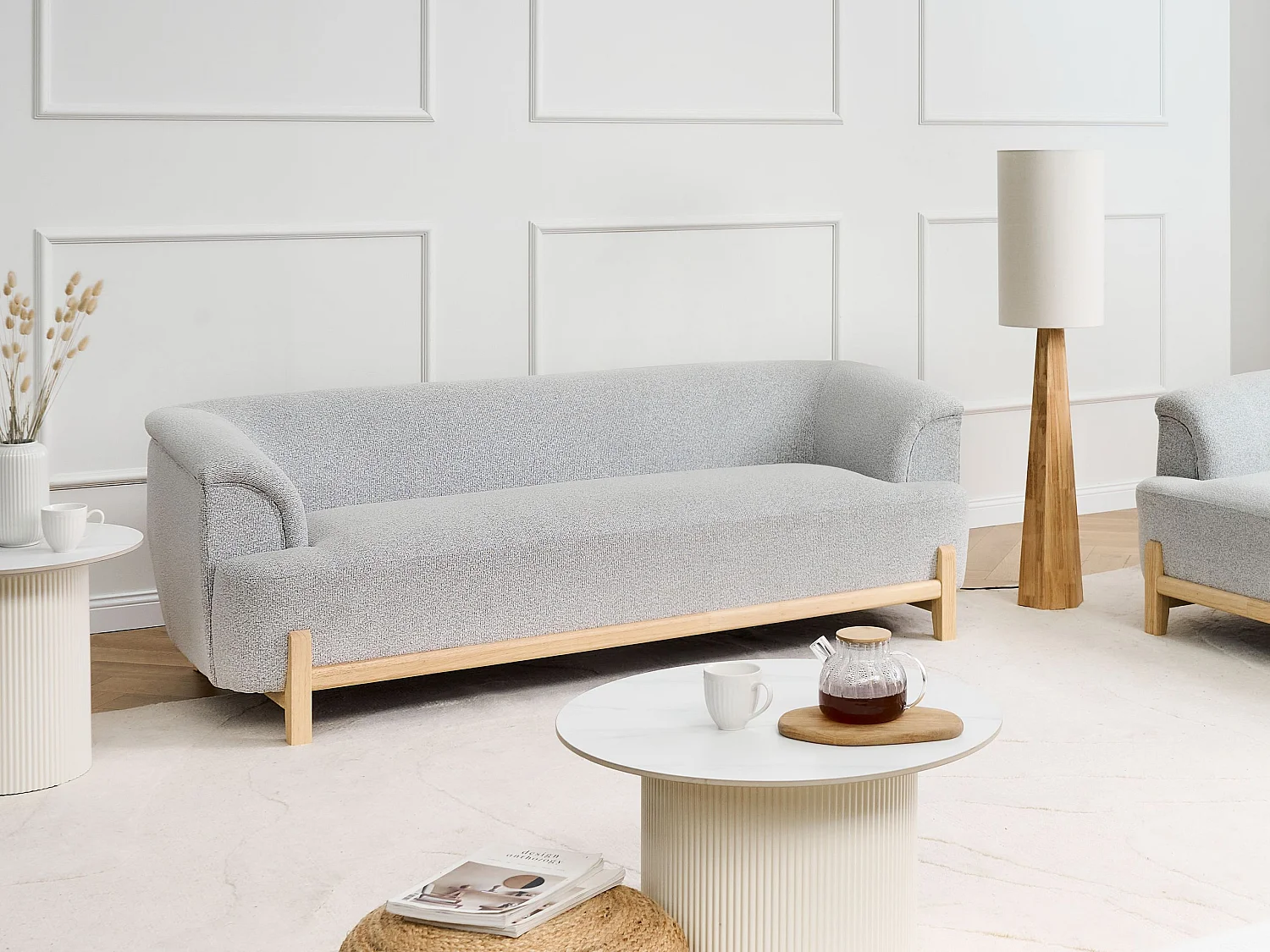 Canapé 3 places ALNOR Tissu Gris clair
