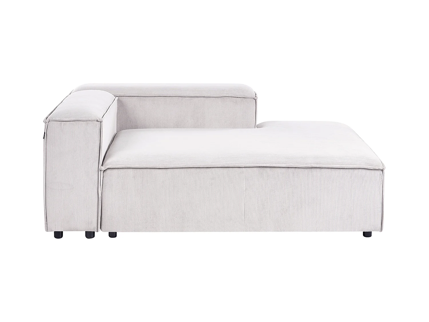 Canapé d'Angle à droite en Velours Côtelé Modulaire 4 Places Pieds Noirs Blanc Cassé Ardal