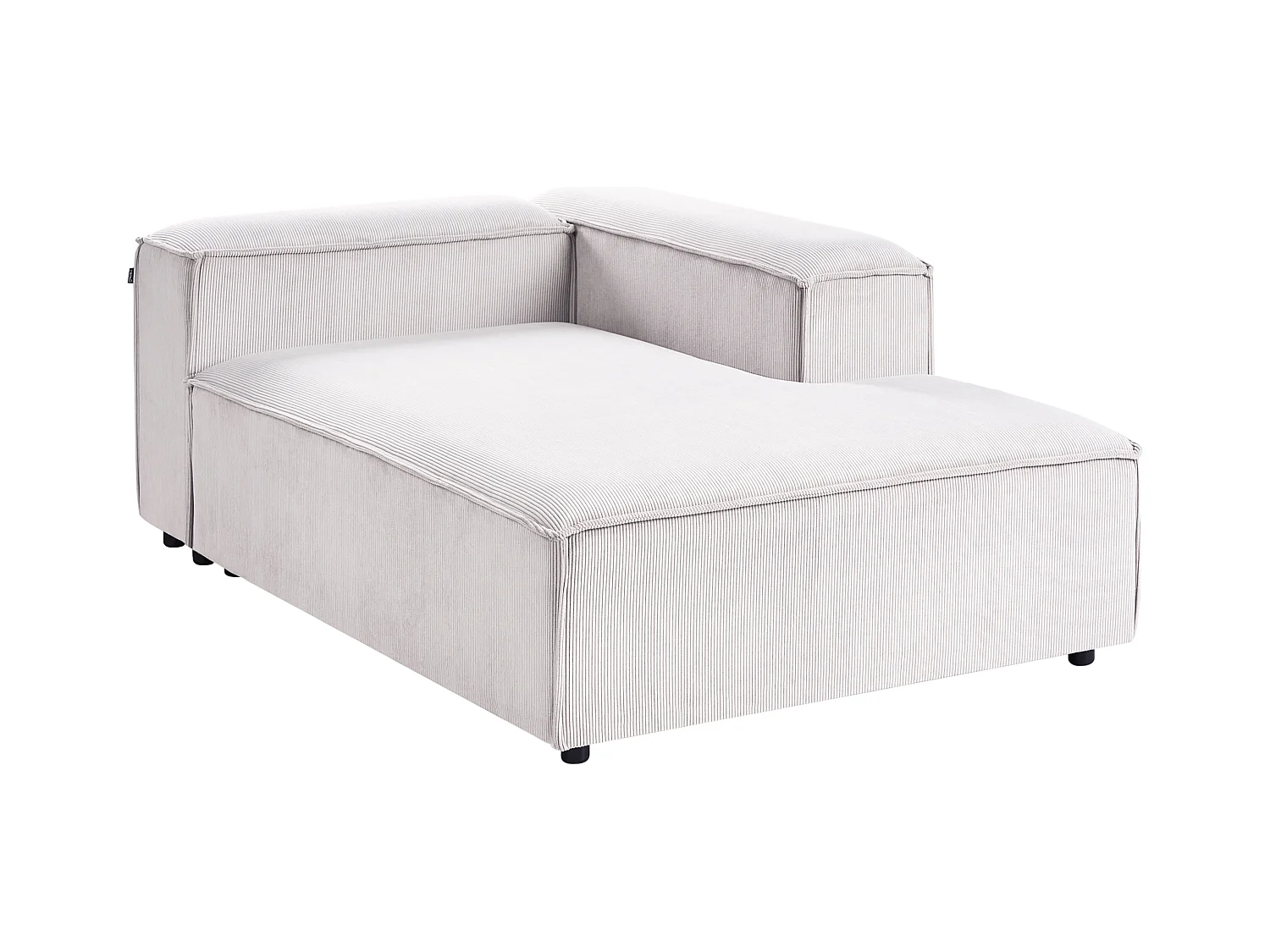 Canapé d'Angle à droite en Velours Côtelé Modulaire 4 Places Pieds Noirs Blanc Cassé Ardal