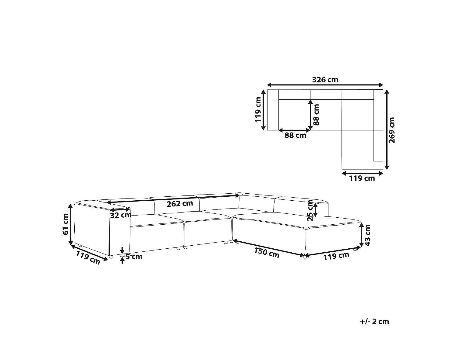 Canapé d'Angle à Gauche en Velours Côtelé Modulaire 4 Places Pieds Noirs Blanc Cassé Ardal