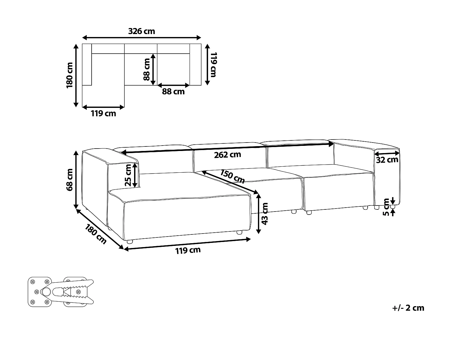 Canapé d'Angle à gauche en Velours Côtelé Modulaire 4 Places Pieds Noirs Bleu Foncé Ardal