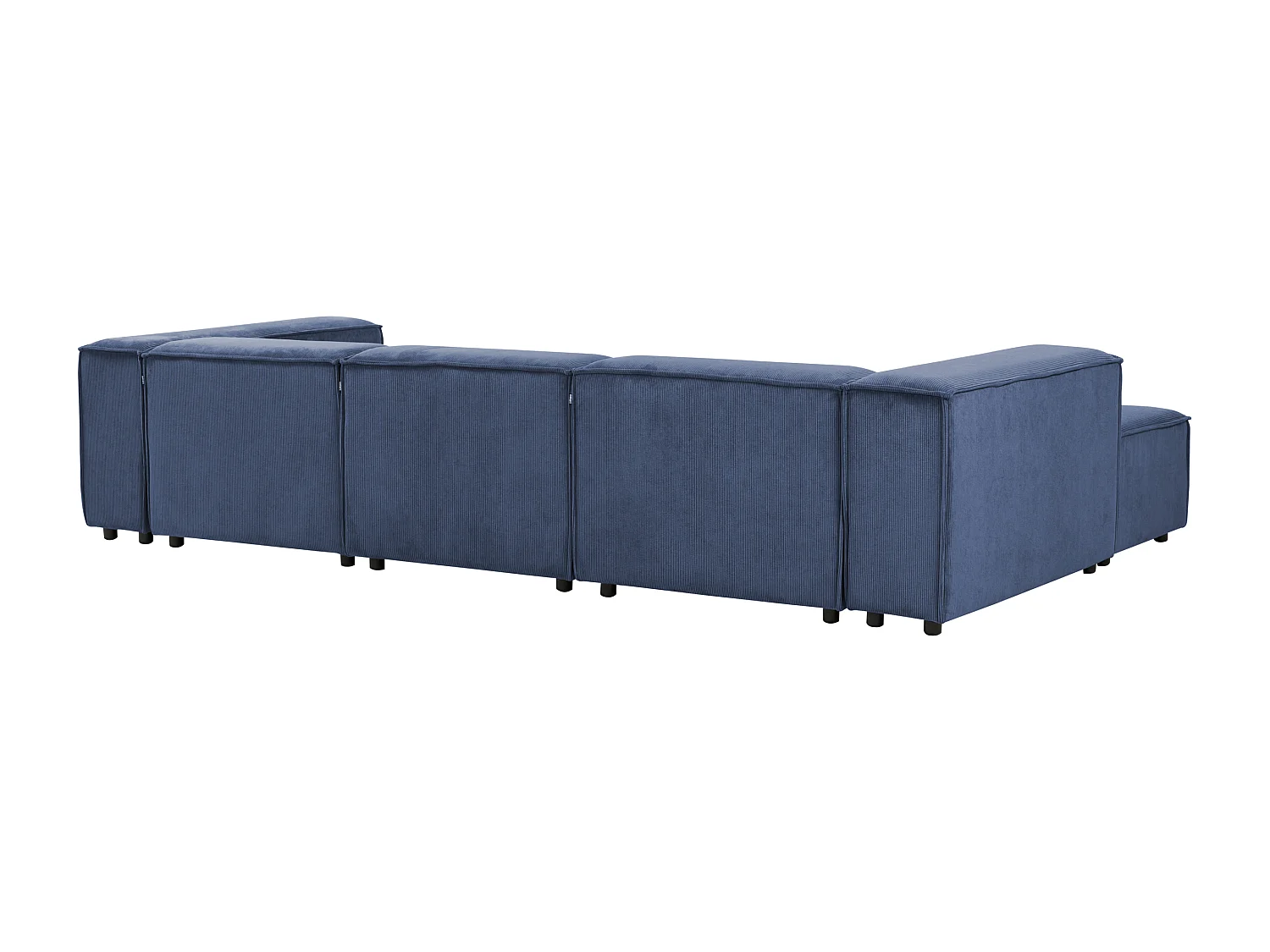 Canapé d'Angle à gauche en Velours Côtelé Modulaire 4 Places Pieds Noirs Bleu Foncé Ardal