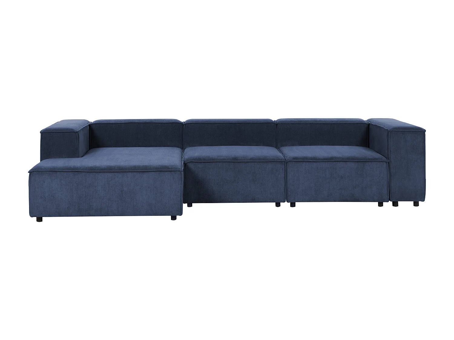 Canapé d'Angle à Droite en Velours Côtelé Modulaire 4 Places Pieds Noirs Bleu Foncé Ardal