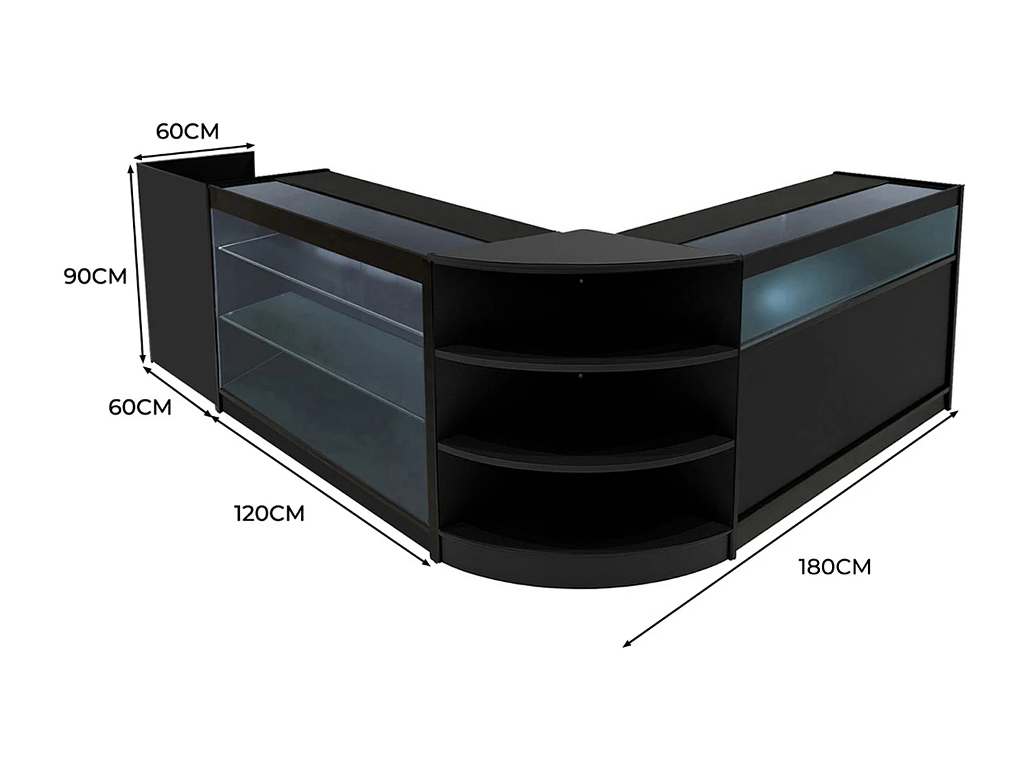 Hyperion LED Verkaufstheken-Set LM60 + B1200 + K1200 + TB60 – Schwarz