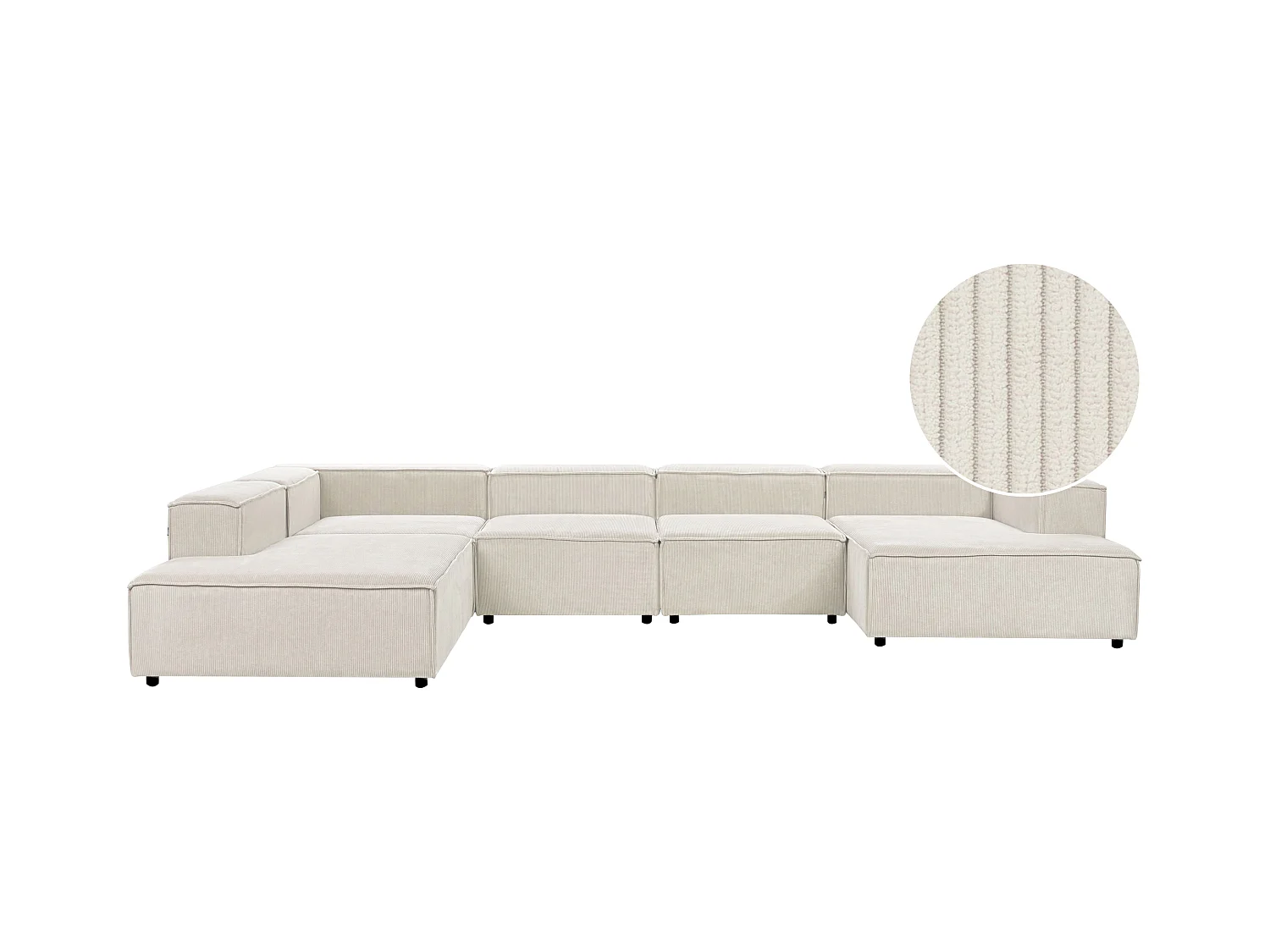 Canapé d'angle modulable 5 places ARDAL Velours côtelé Blanc cassé Côté droit