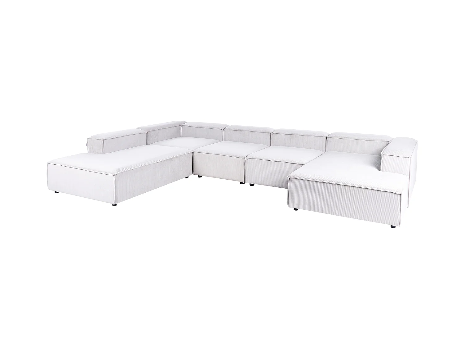 Canapé d'angle modulable 5 places ARDAL Velours côtelé Blanc cassé Côté droit