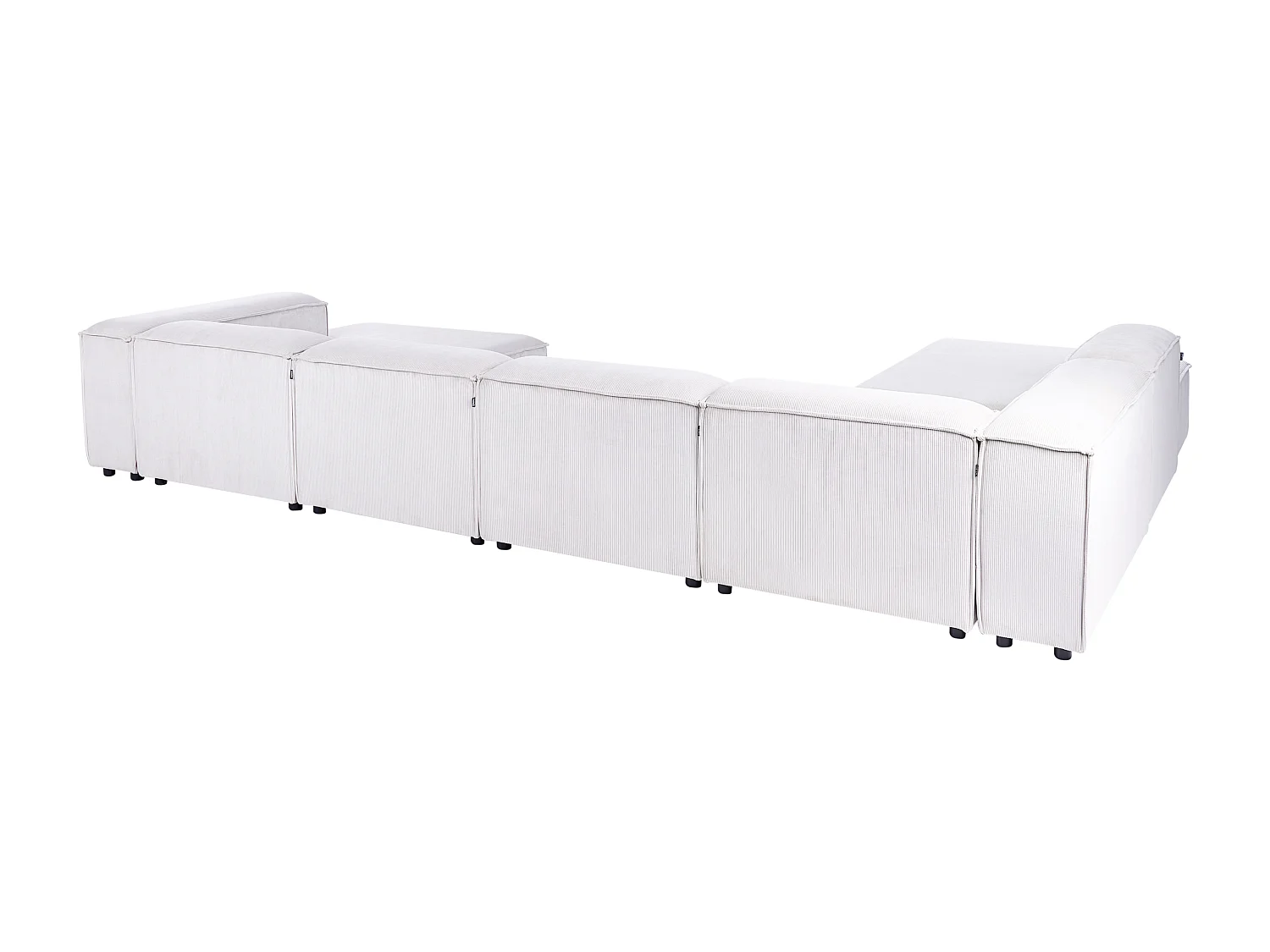 Canapé d'angle modulable 5 places ARDAL Velours côtelé Blanc cassé Côté droit