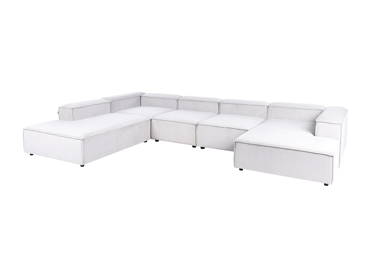 Canapé d'angle modulable 5 places ARDAL Velours côtelé Blanc cassé Côté droit