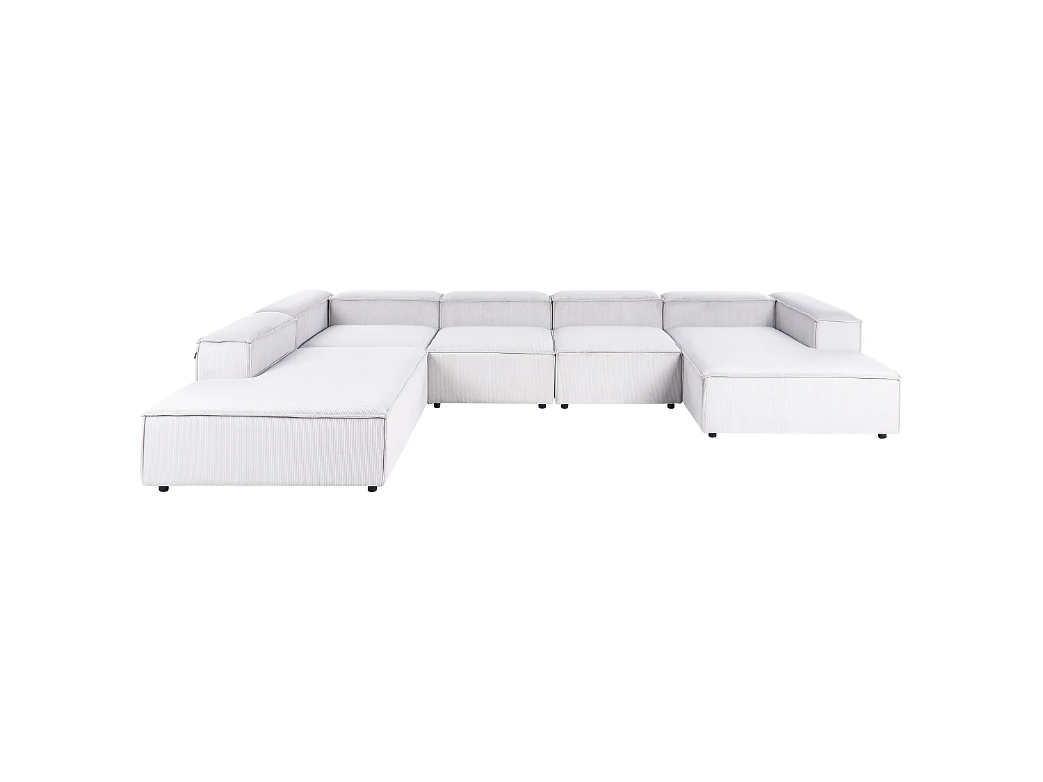 Canapé d'angle modulable 5 places ARDAL Velours côtelé Blanc cassé Côté droit